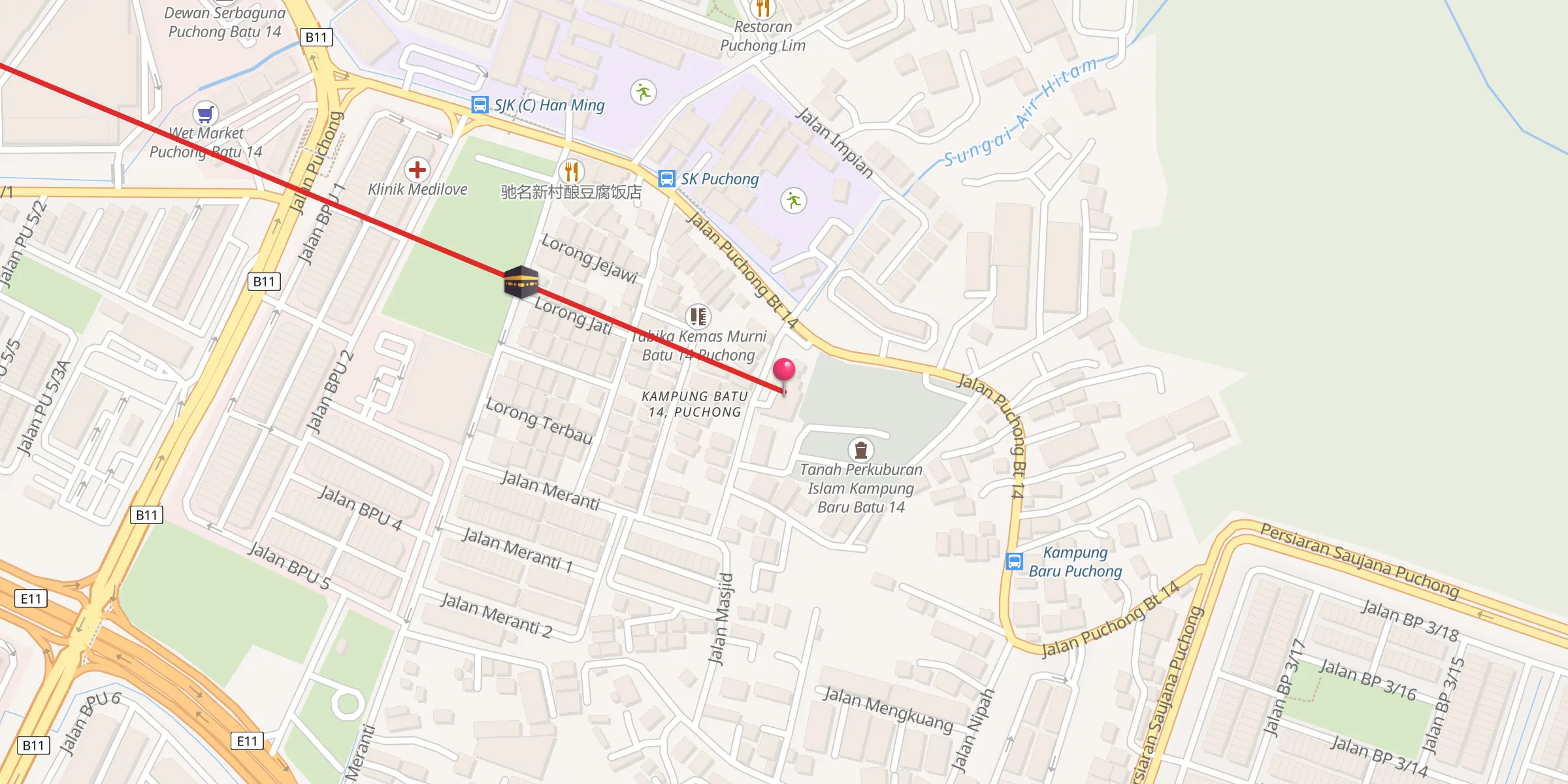 Carte de localisation : Masjid Jamek Batu 14 Puchong