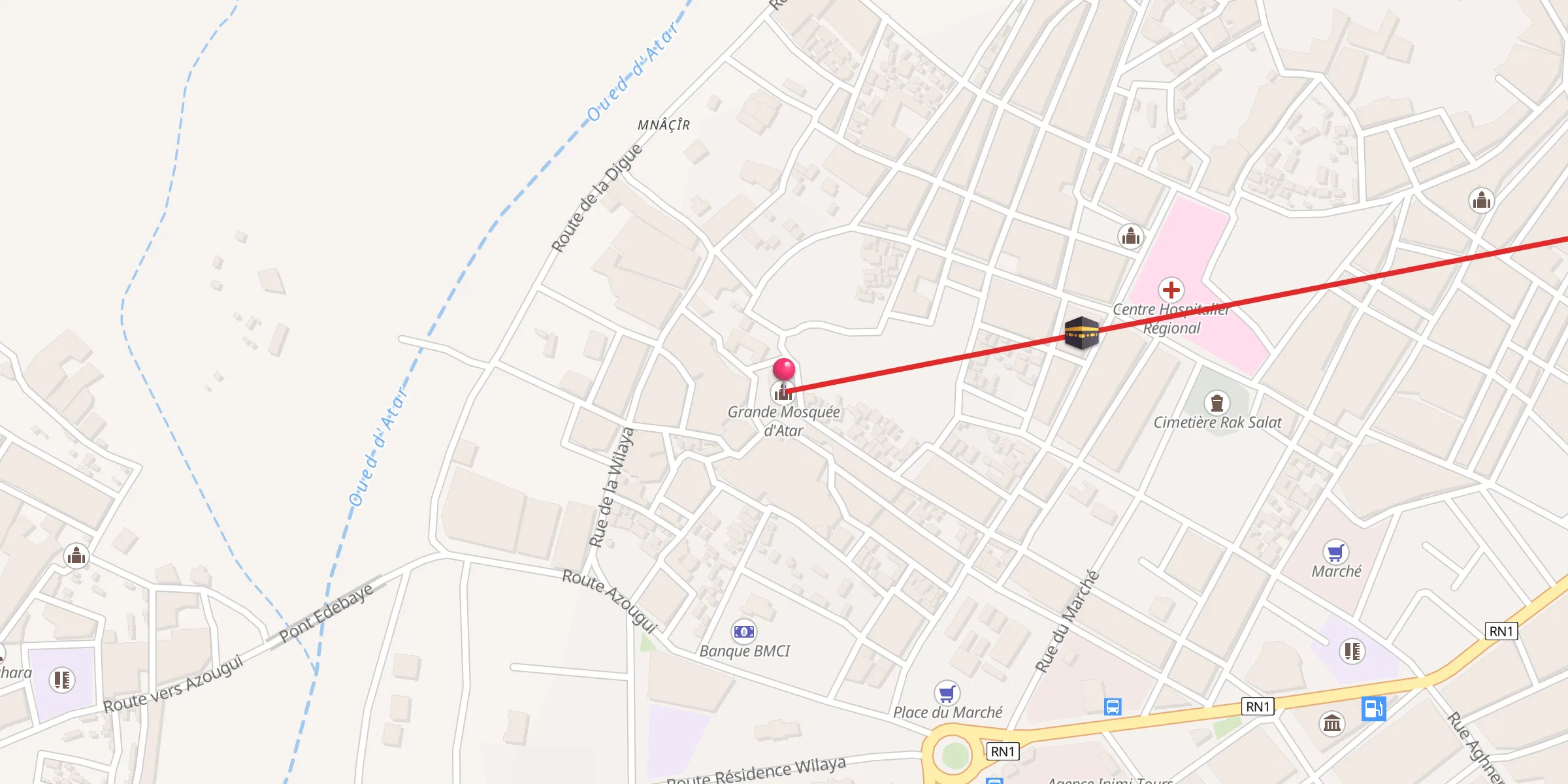 Carte de localisation : Grande Mosquée d'Atar المسجد الكبير أطار