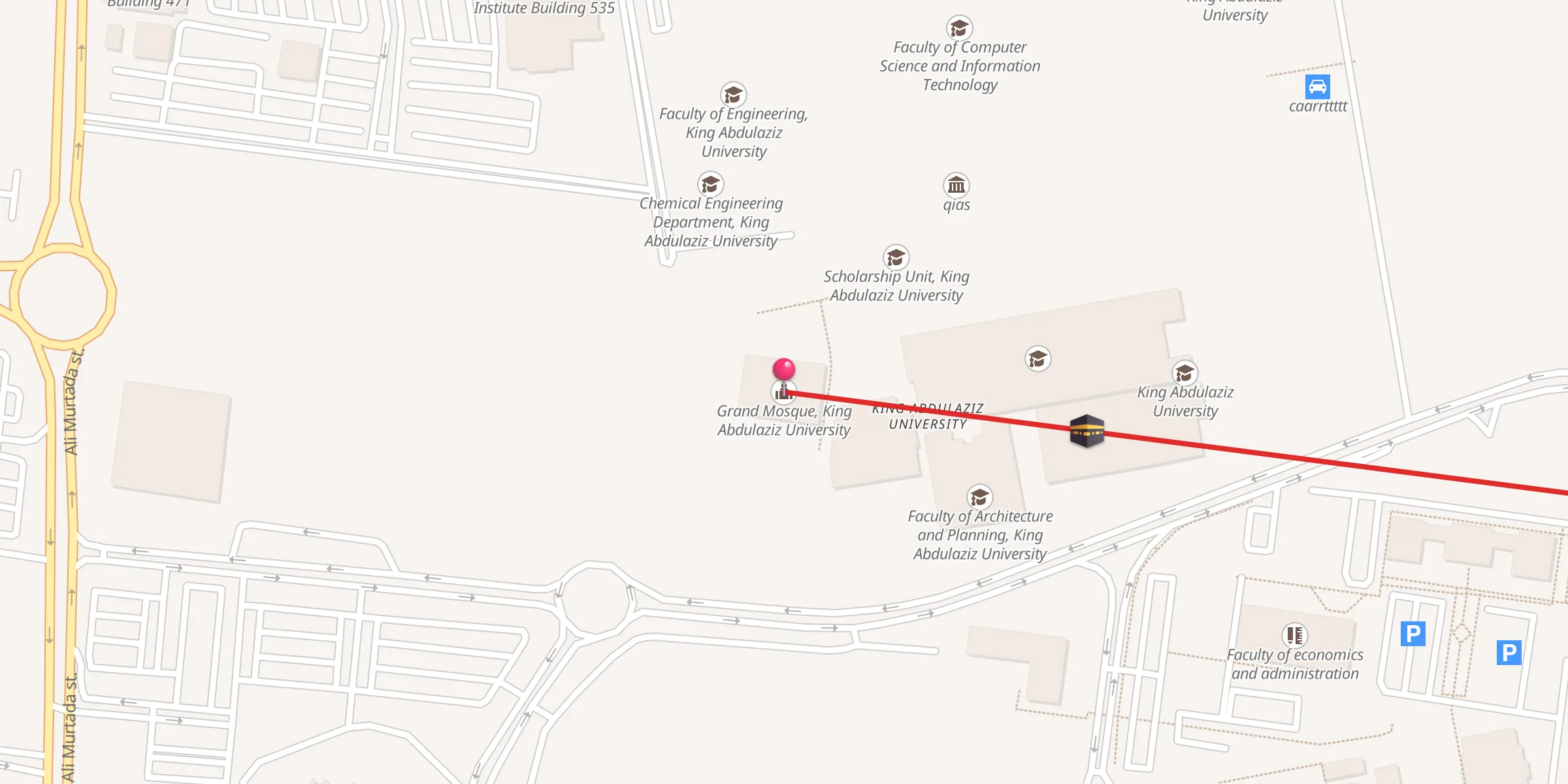 Carte de localisation : Grand Mosque, King Abdulaziz University