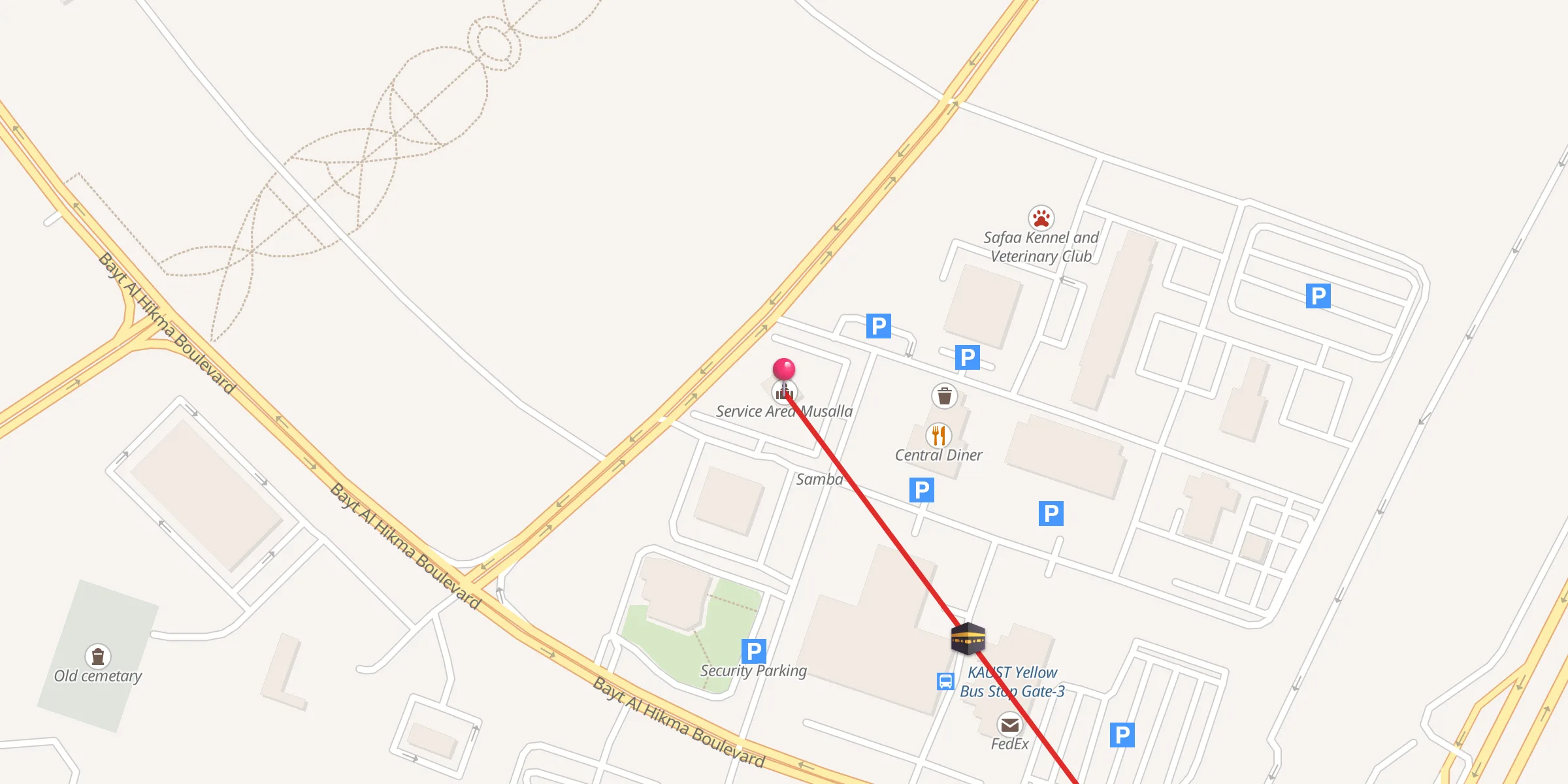 Carte de localisation : Service Area Musalla