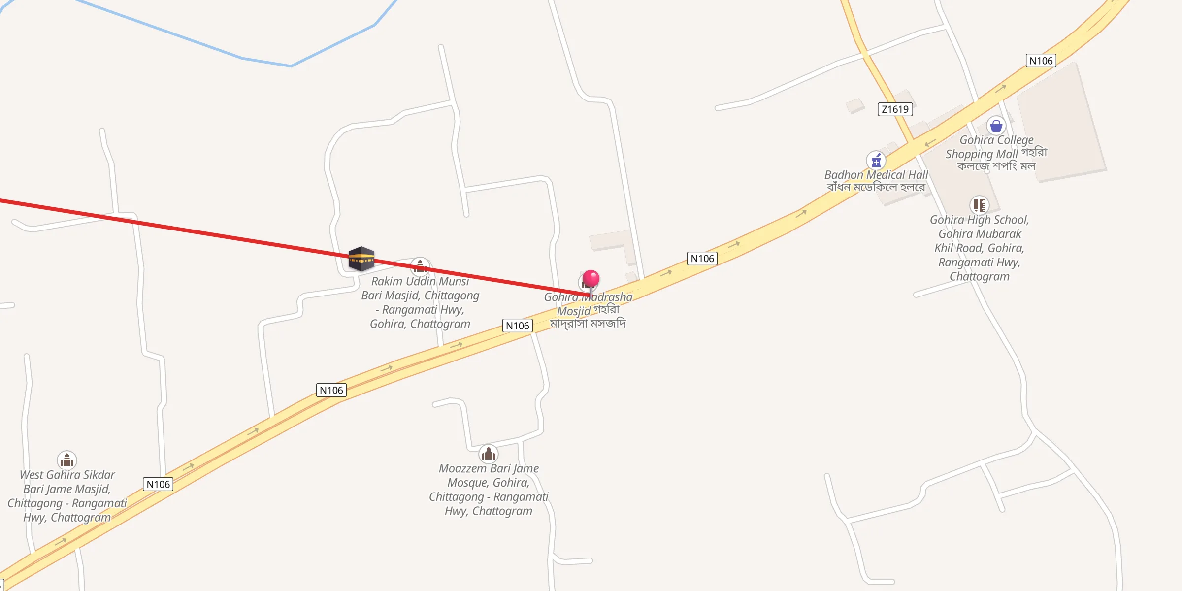 Carte de localisation : Gohira Madrasha Mosjid, Chittagong - Rangamati Hwy, Gohira, Chattogram