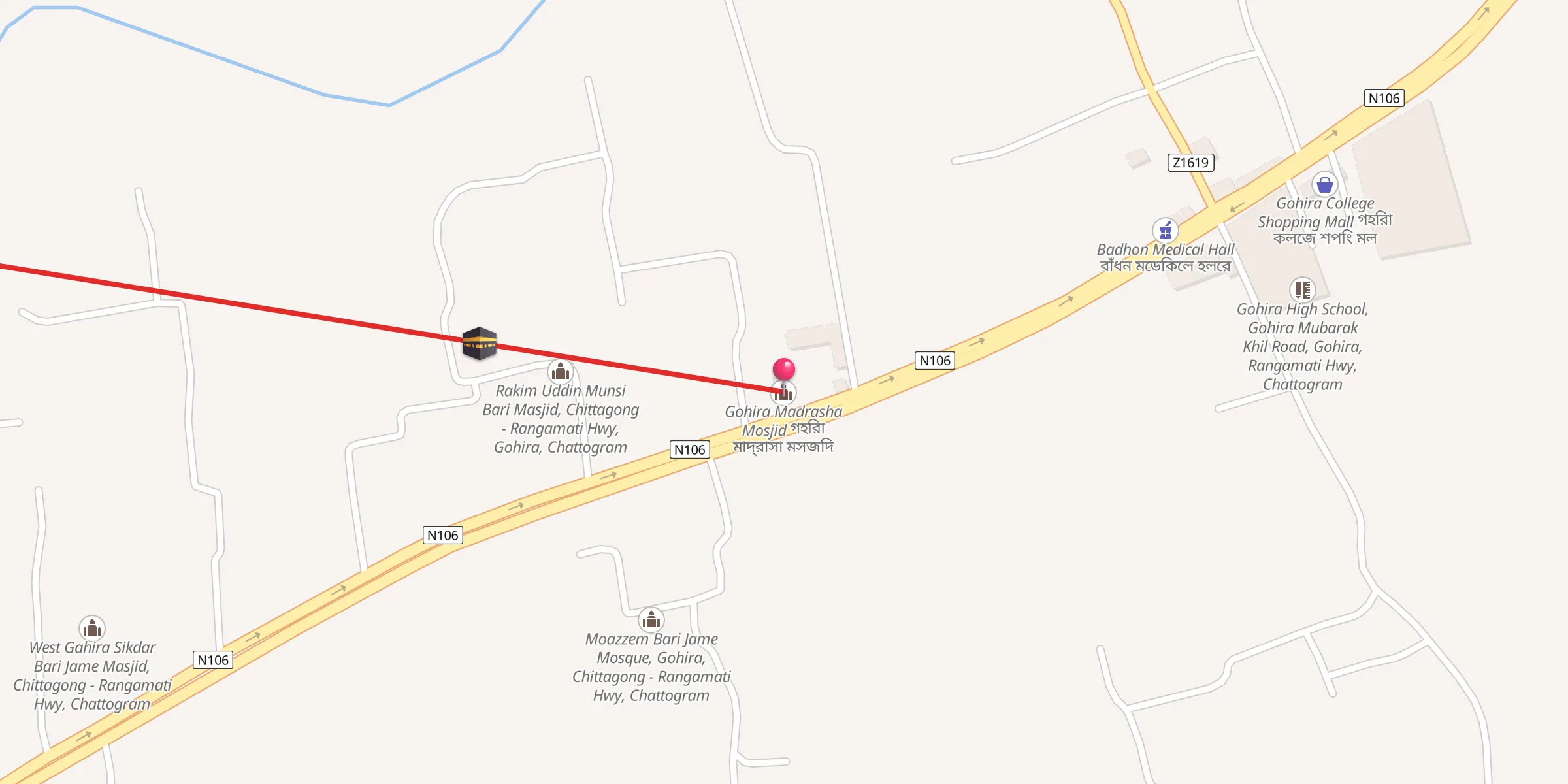 Carte de localisation : Gohira Madrasha Mosjid গহিরা মাদ্রাসা মসজিদ