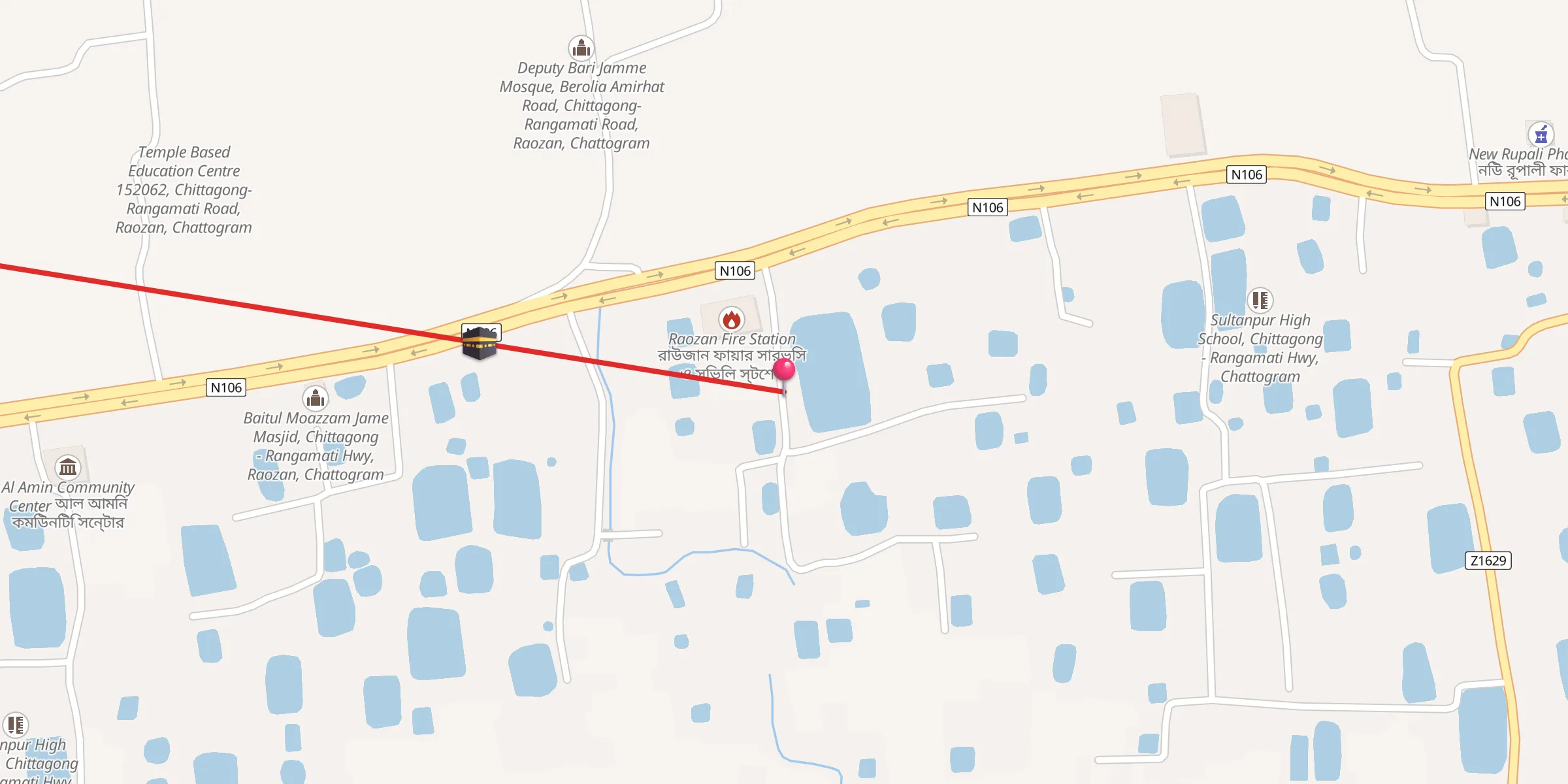 Carte de localisation : Baitur Ramman Jame Masjid, Chittagong - Rangamati Hwy, Raozan, Chattogram