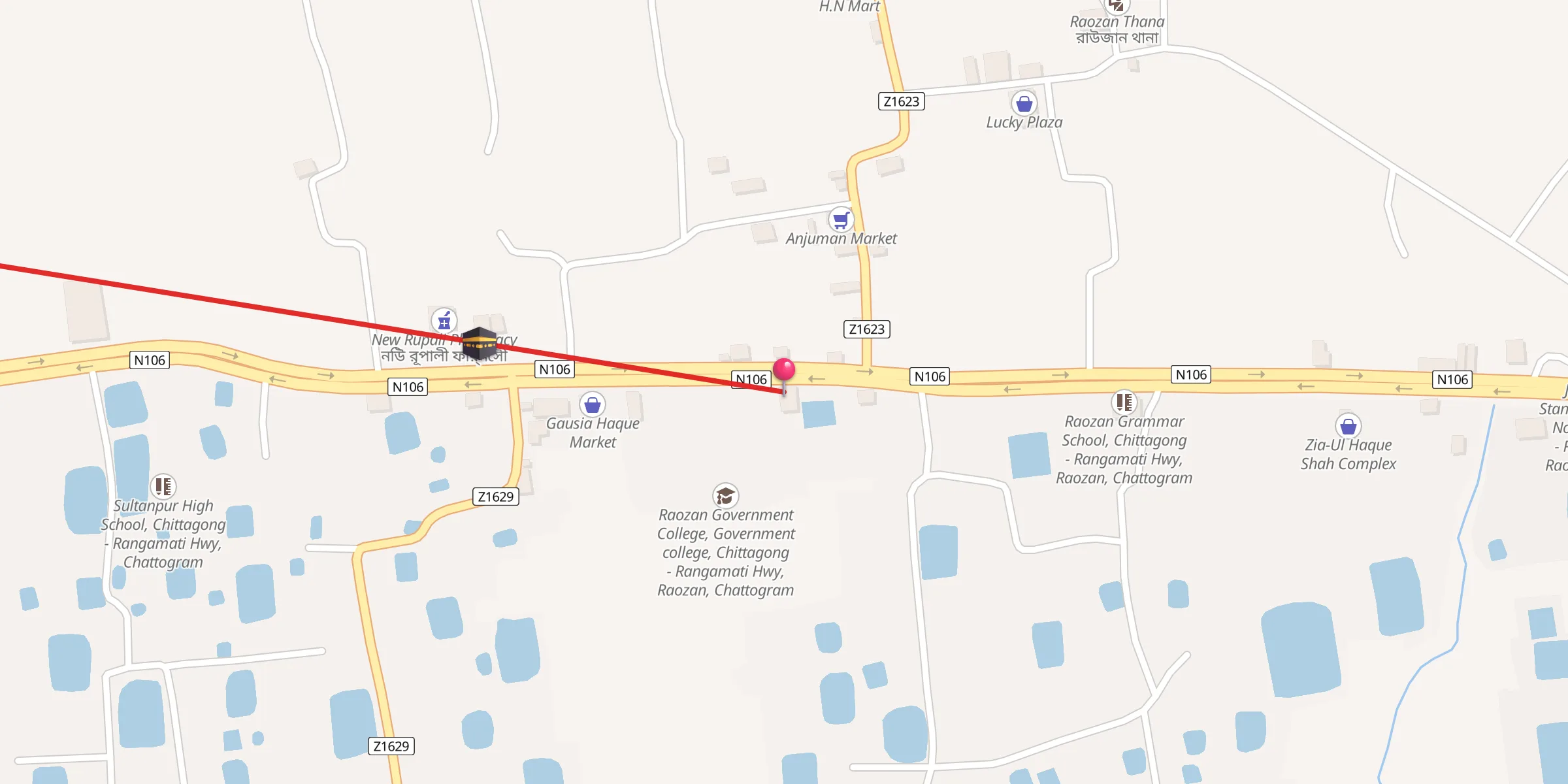 Carte de localisation : College Mosque, Chittagong - Rangamati Hwy, Raozan, Chattogram