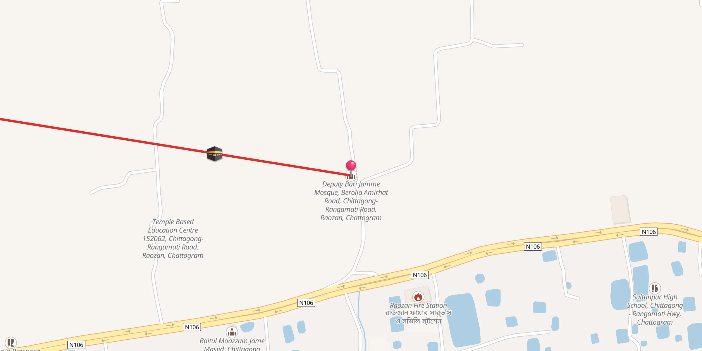 Carte de localisation : Deputy Bari Jamme Mosque, Berolia Amirhat Road, Chittagong-Rangamati Road, Raozan, Chattogram