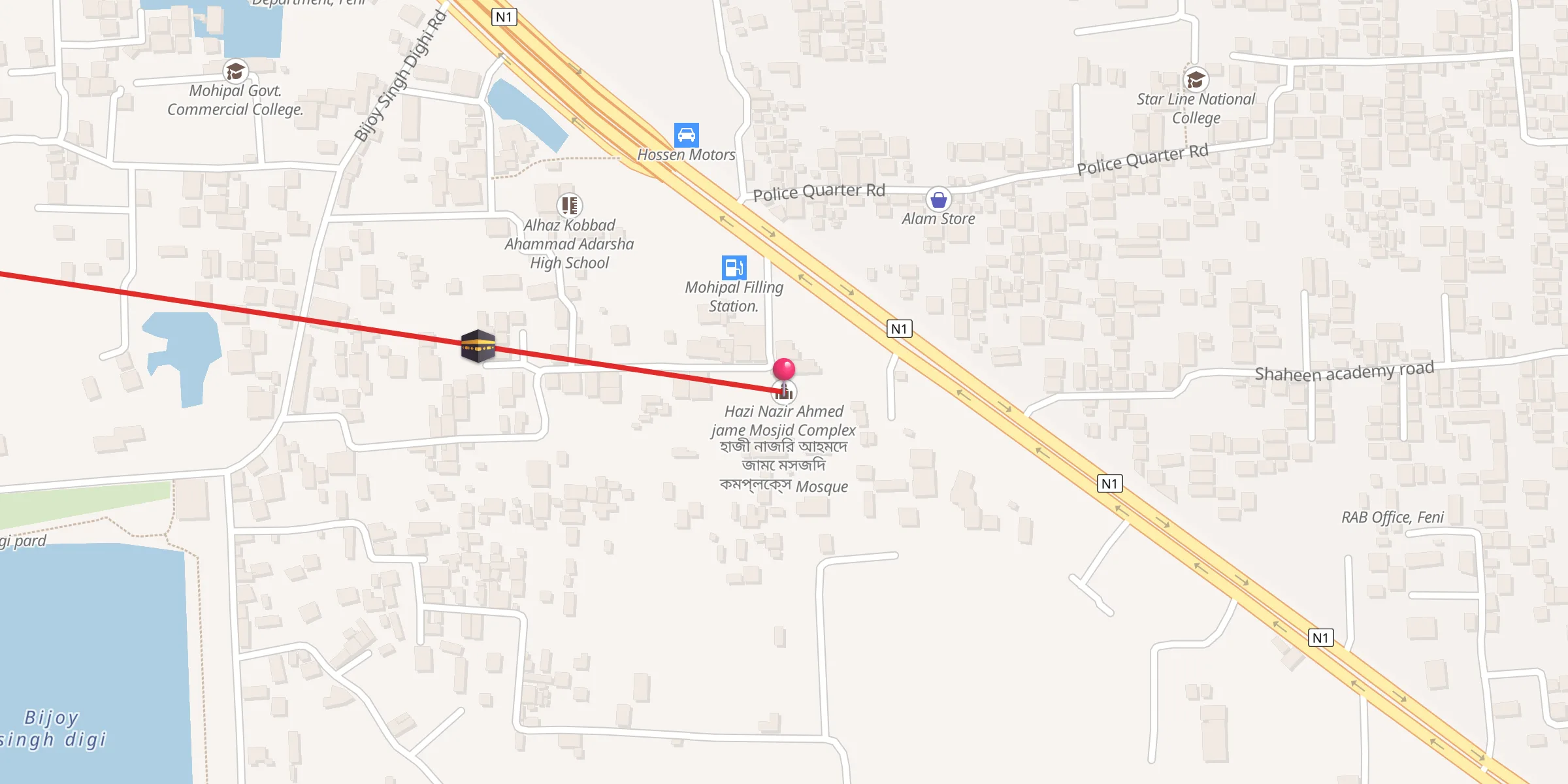 Carte de localisation : Hazi Nazir Ahmed jame Mosjid Complex হাজী নাজির আহমেদ জামে মসজিদ কমপ্লেক্স Mosque