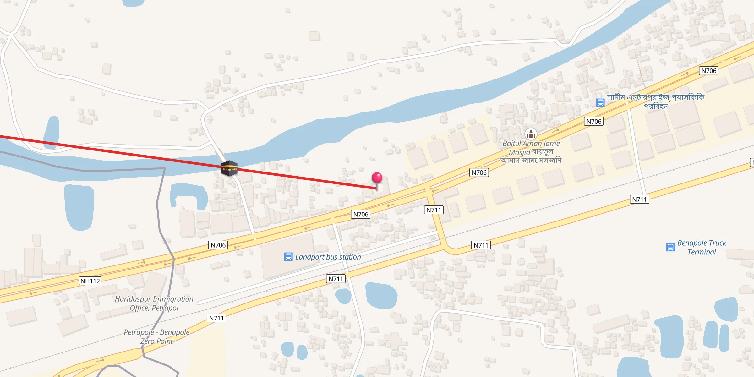 Carte de localisation : Boro Anchra Bar-E Jannat Estqbali Jame Mosque বড় আঁচড়া বাগে জান্নাত এস্তেকবালী জামে মসজিদ