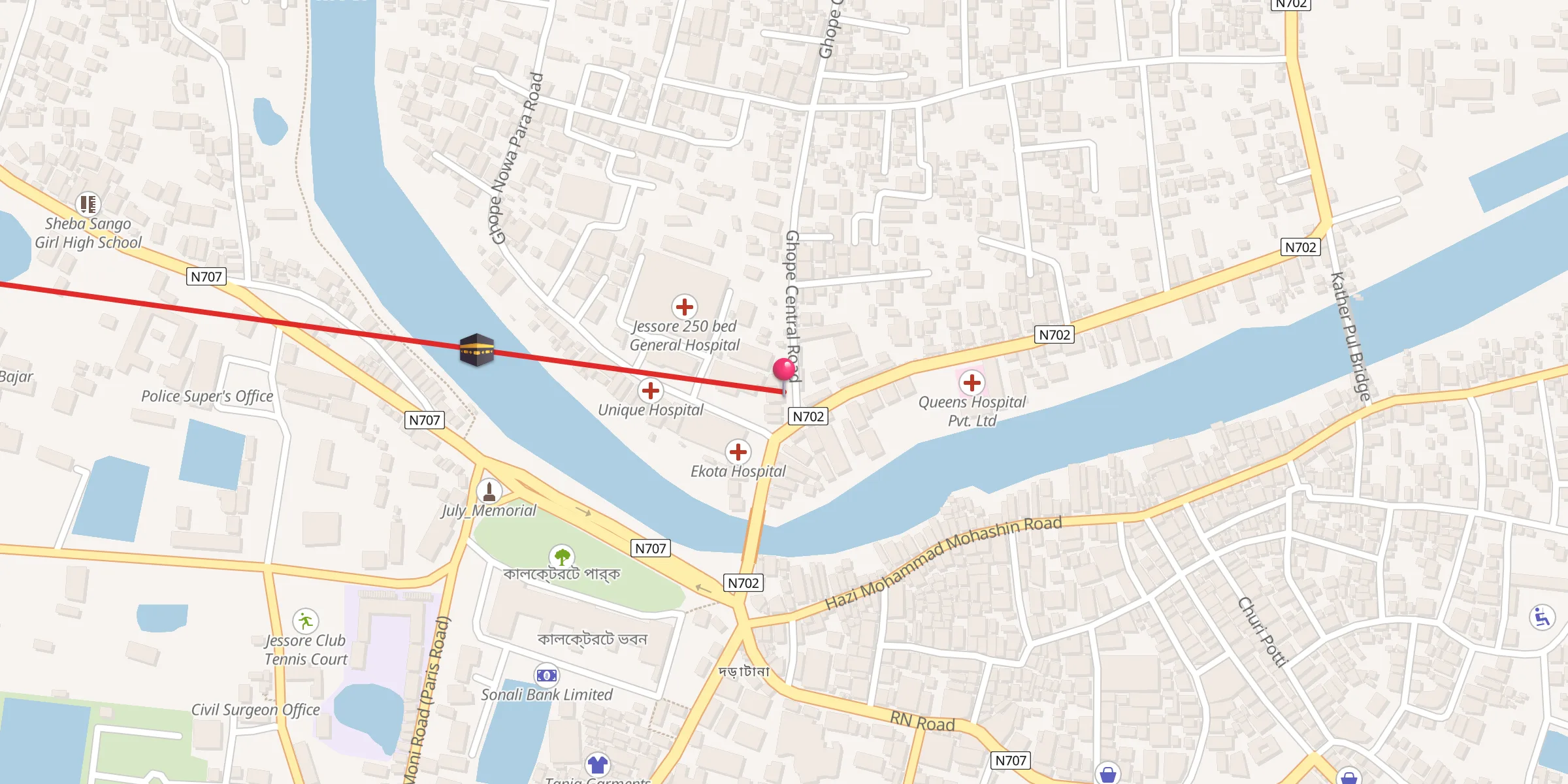 Carte de localisation : Jessore Sadar Hospital Mosque যশোর সদর হাসপাতালে মসজিদ