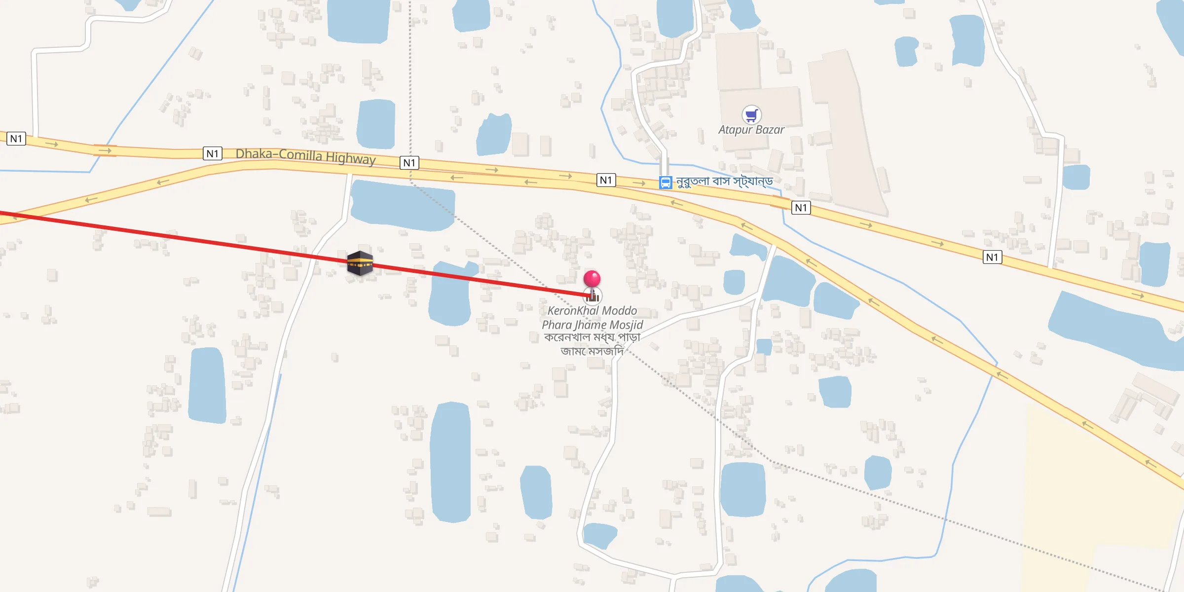 Carte de localisation : KeronKhal Moddo Phara Jhame Mosjid কেরনখাল মধ্য পাড়া জামে মসজিদ