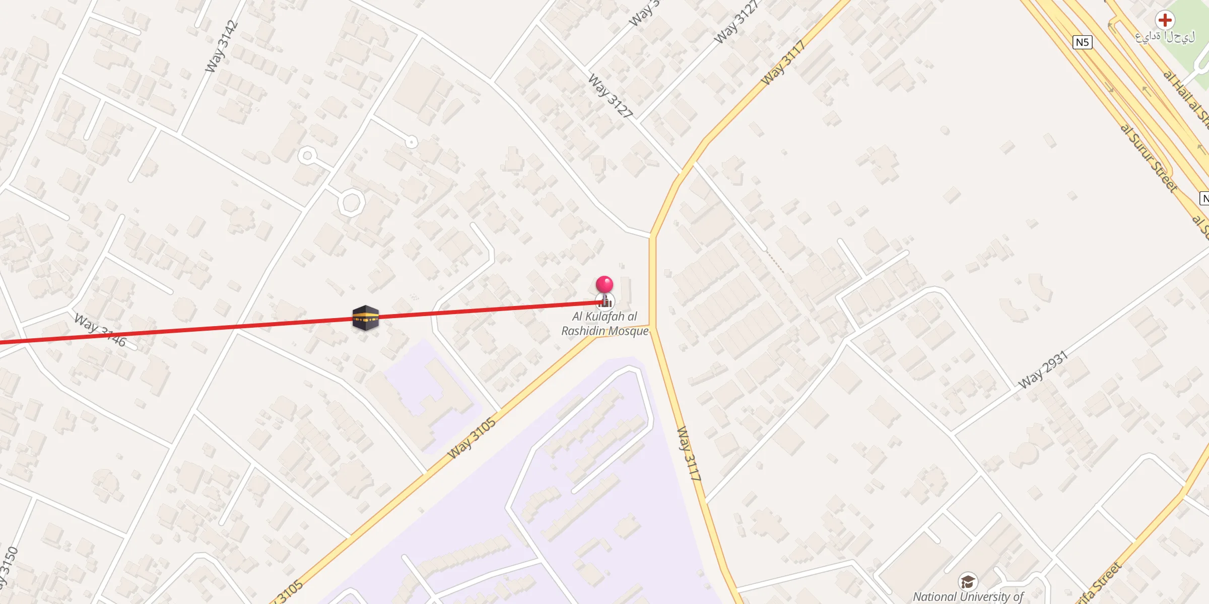 Carte de localisation : Al Kulafah al Rashidin Mosque