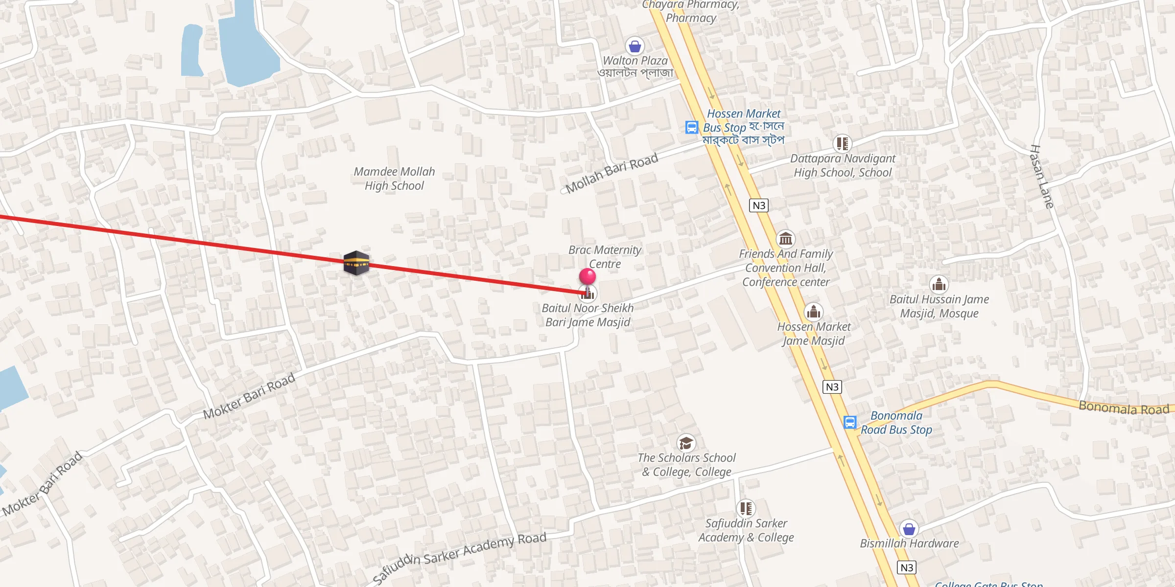 Carte de localisation : Baitul Noor Sheikh Bari Jame Masjid