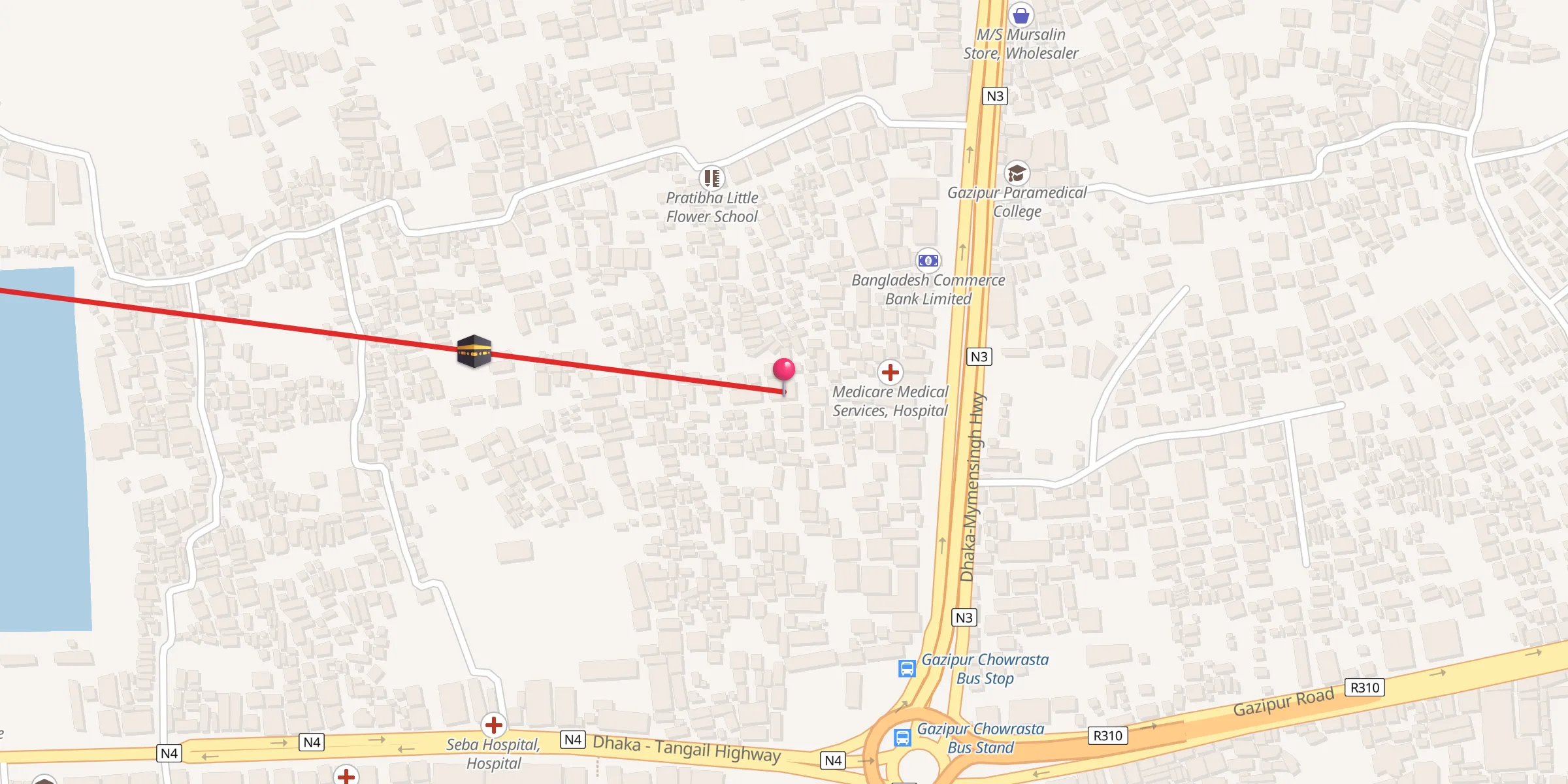 Carte de localisation : Baitul Mamur Jame Mashjid