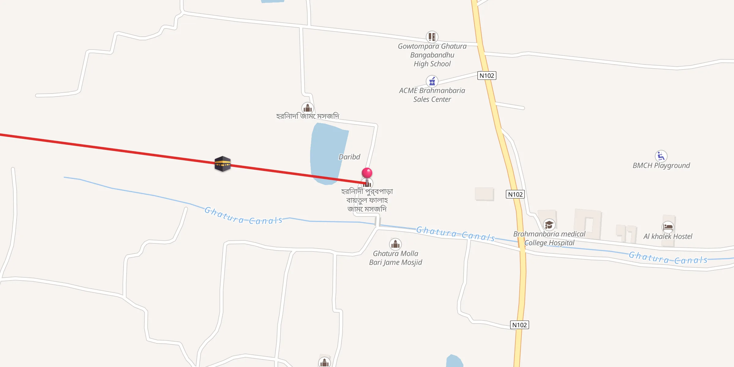 Carte de localisation : হরিনাদী পুর্বপাড়া বায়তুল ফালাহ জামে মসজিদ