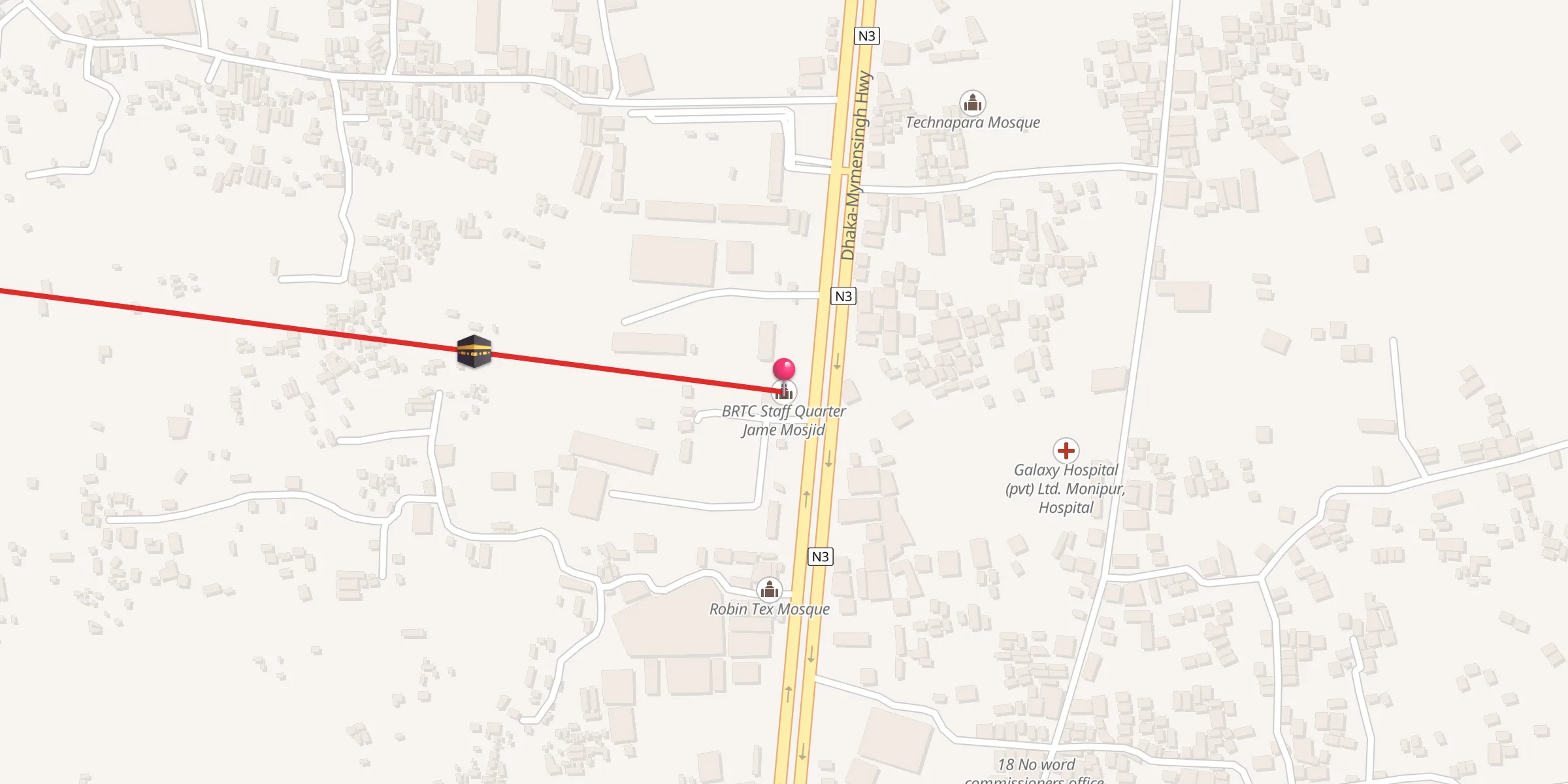Carte de localisation : BRTC Staff Quarter Jame Mosjid