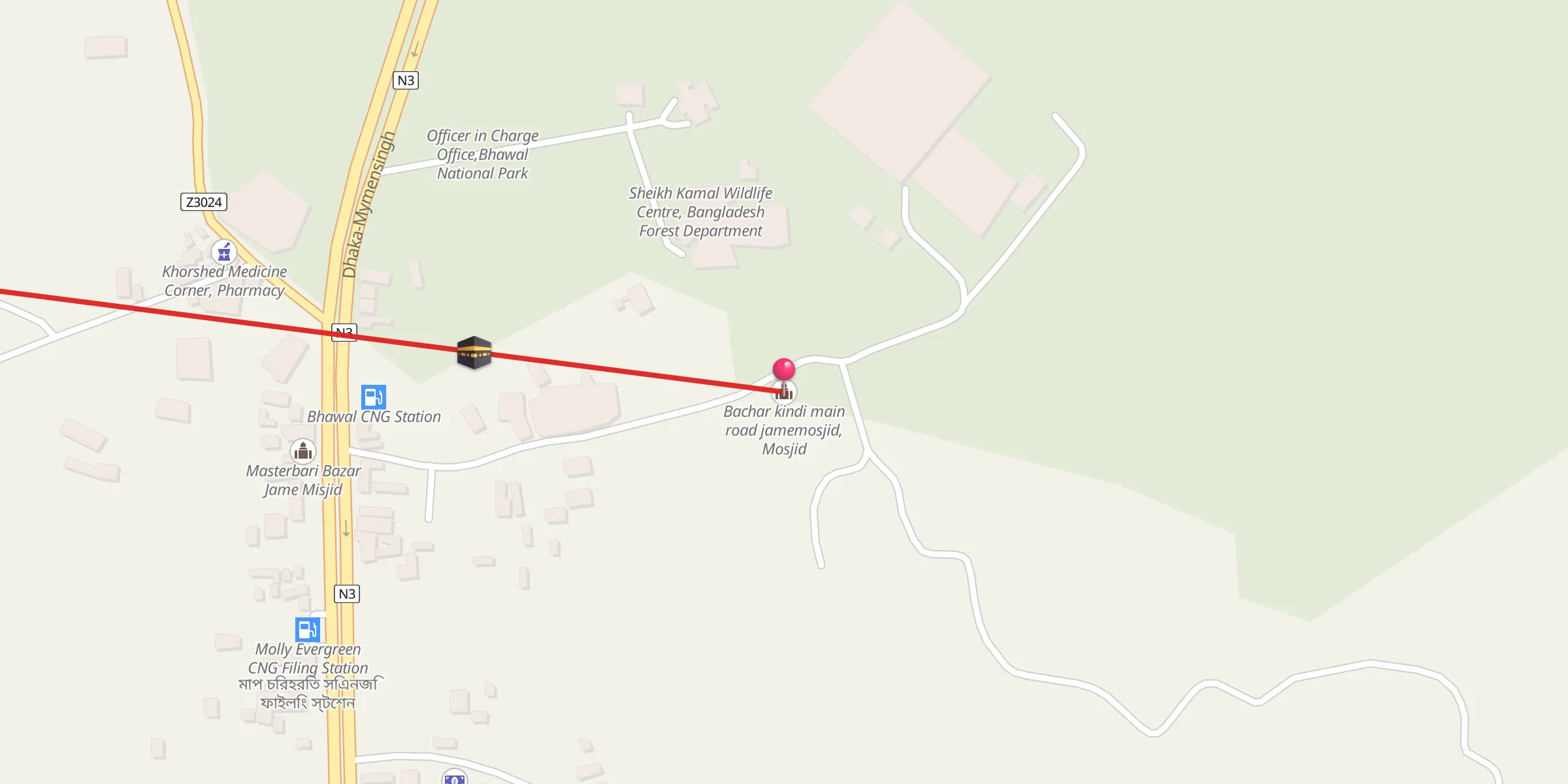 Carte de localisation : Bachar kindi main road jamemosjid, Mosjid