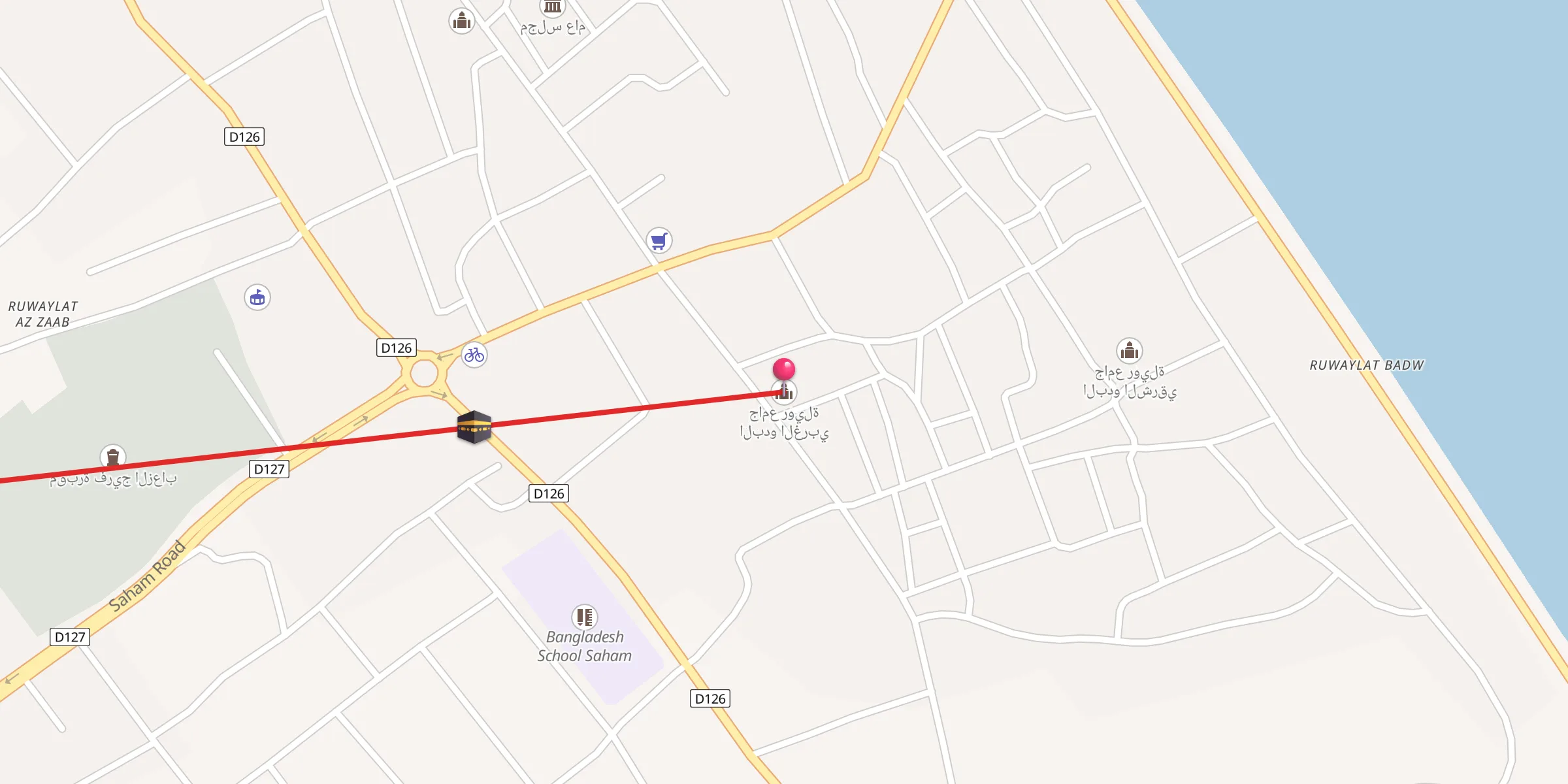 Carte de localisation : جامع رويلة البدو الغربي
