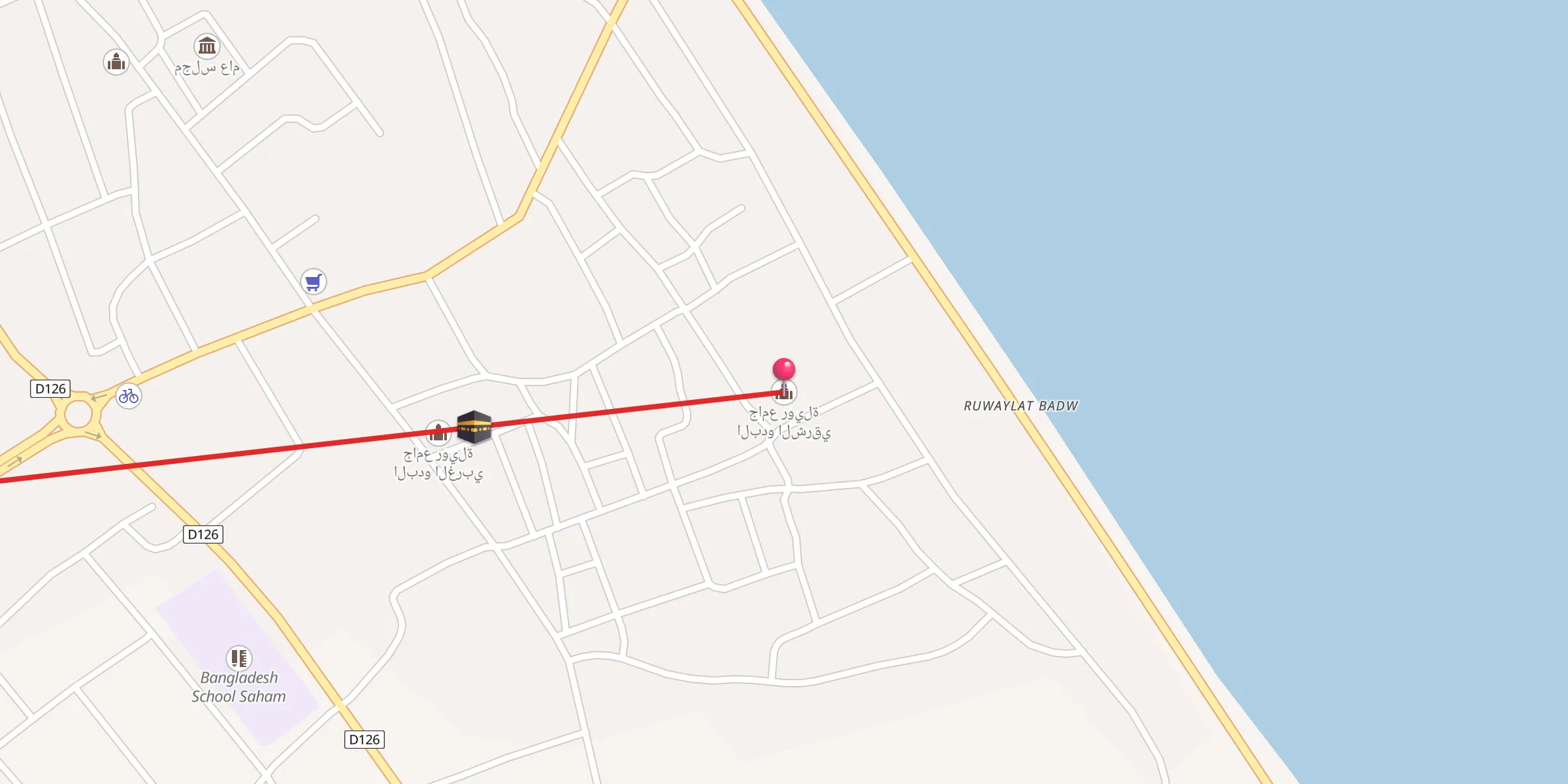 Carte de localisation : جامع رويلة البدو الشرقي