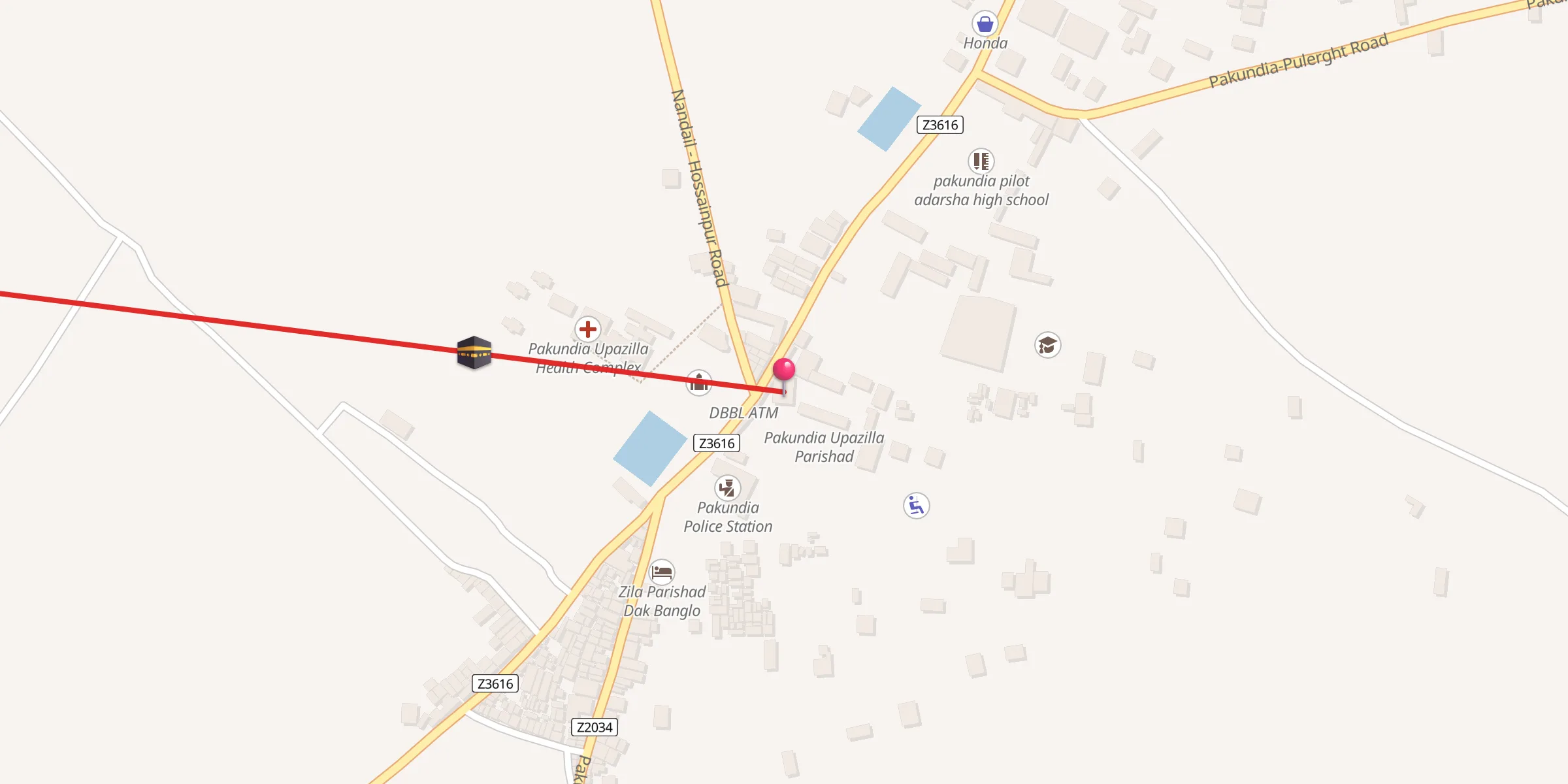 Carte de localisation : Pakundia Upazilla Jame Mosjid