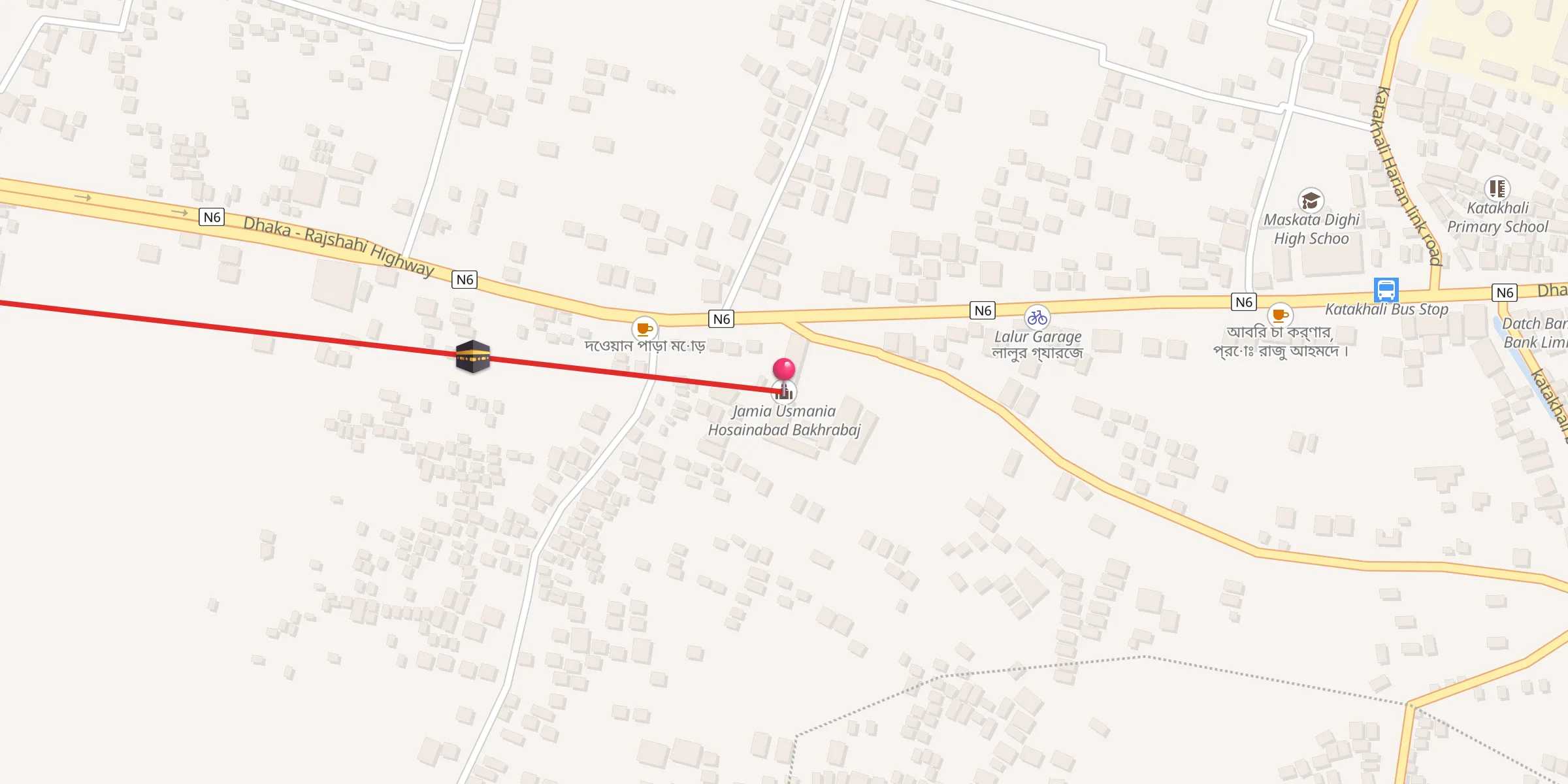 Carte de localisation : Jamia Usmania Hosainabad Bakhrabaj