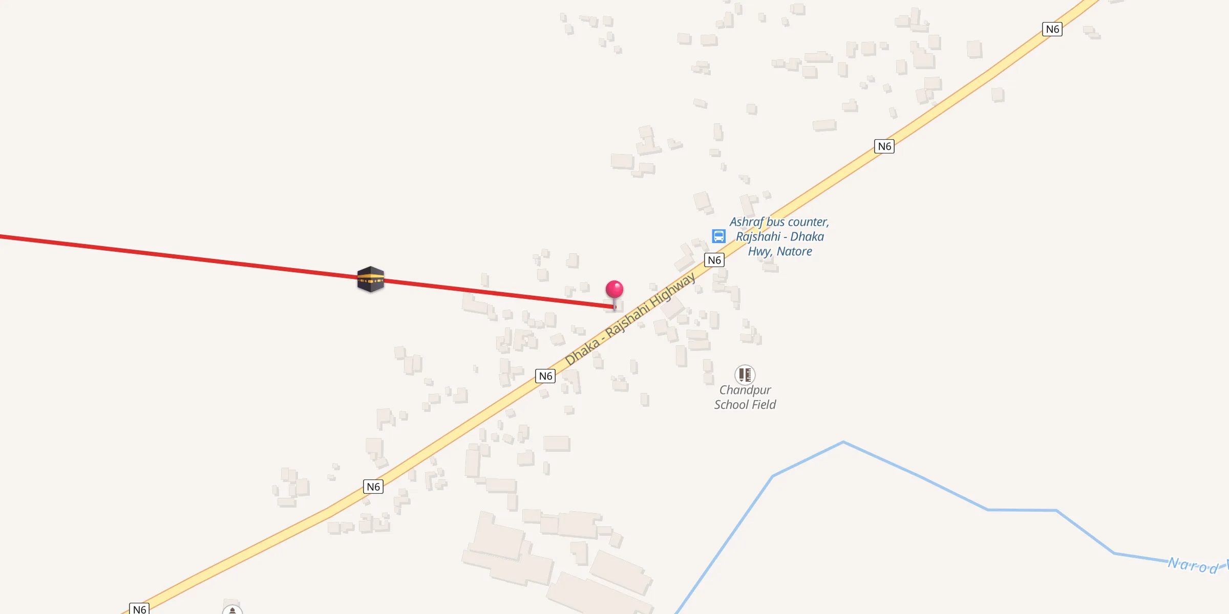 Carte de localisation : Chandpur Central Jame Mosque, Rajshahi - Dhaka Hwy, Natore