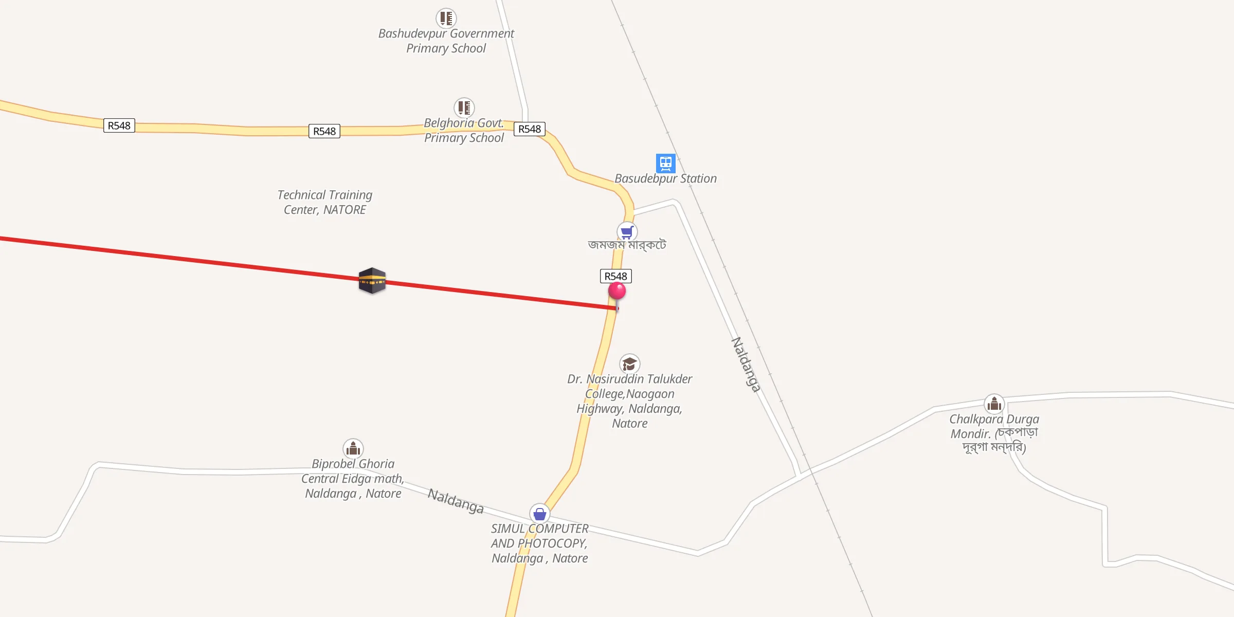 Carte de localisation : Basudrbpur Moszid, Natore - Naogaon Hwy, Naldanga, Natore