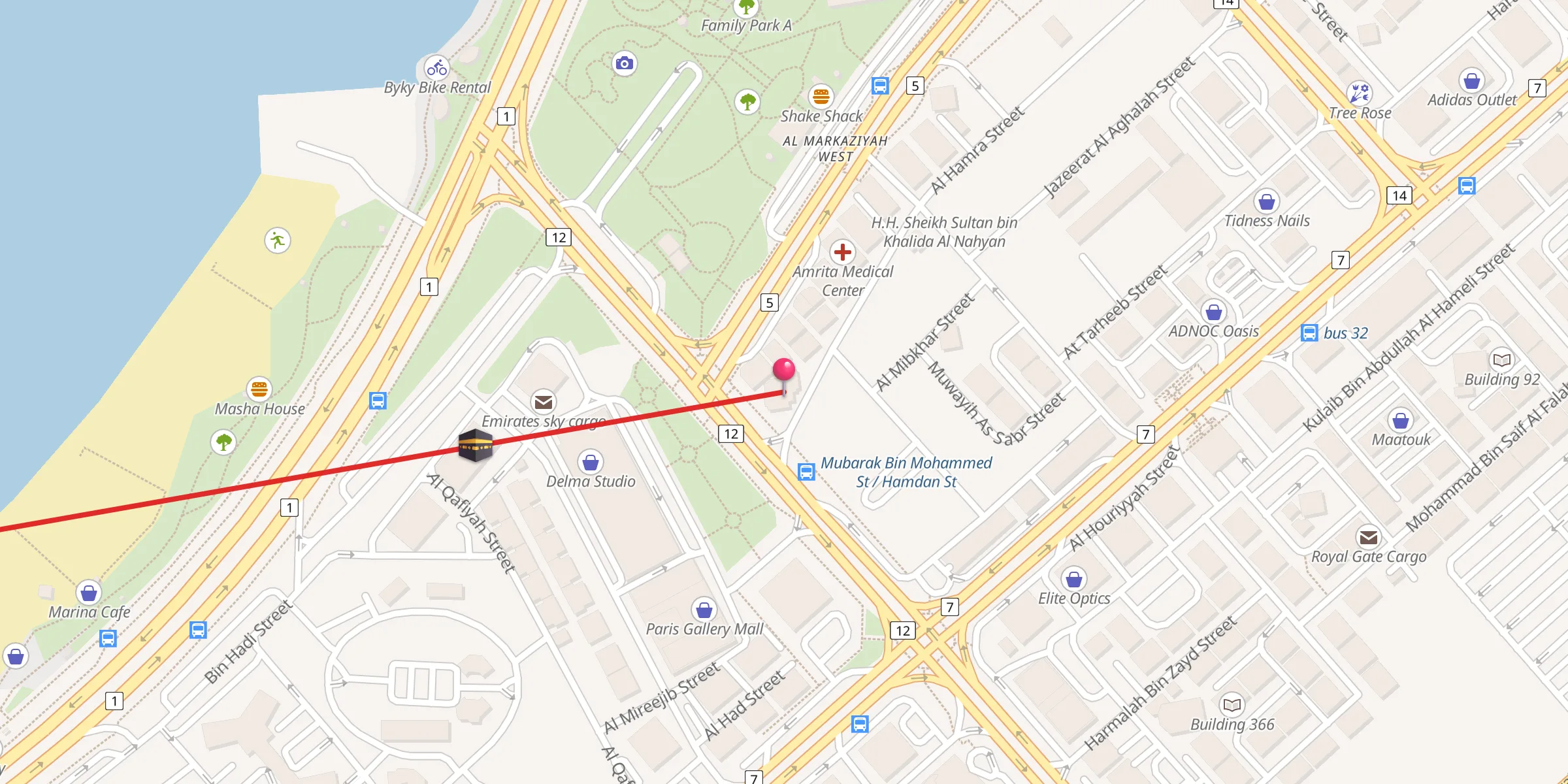 Carte de localisation : Enaya Bint Saleh Al Muhairi Mosque