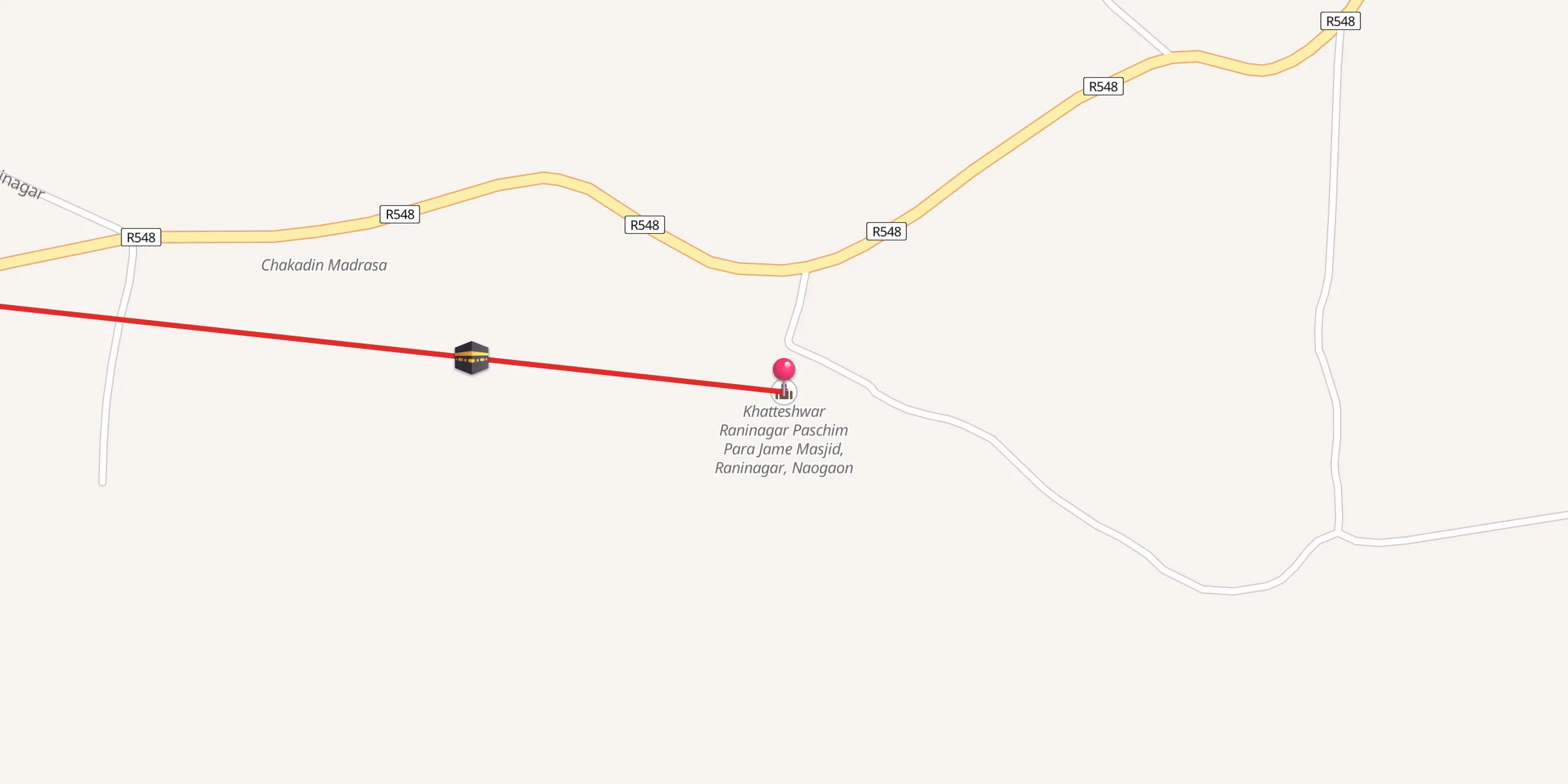 Carte de localisation : Khatteshwar Raninagar Paschim Para Jame Masjid, Raninagar, Naogaon