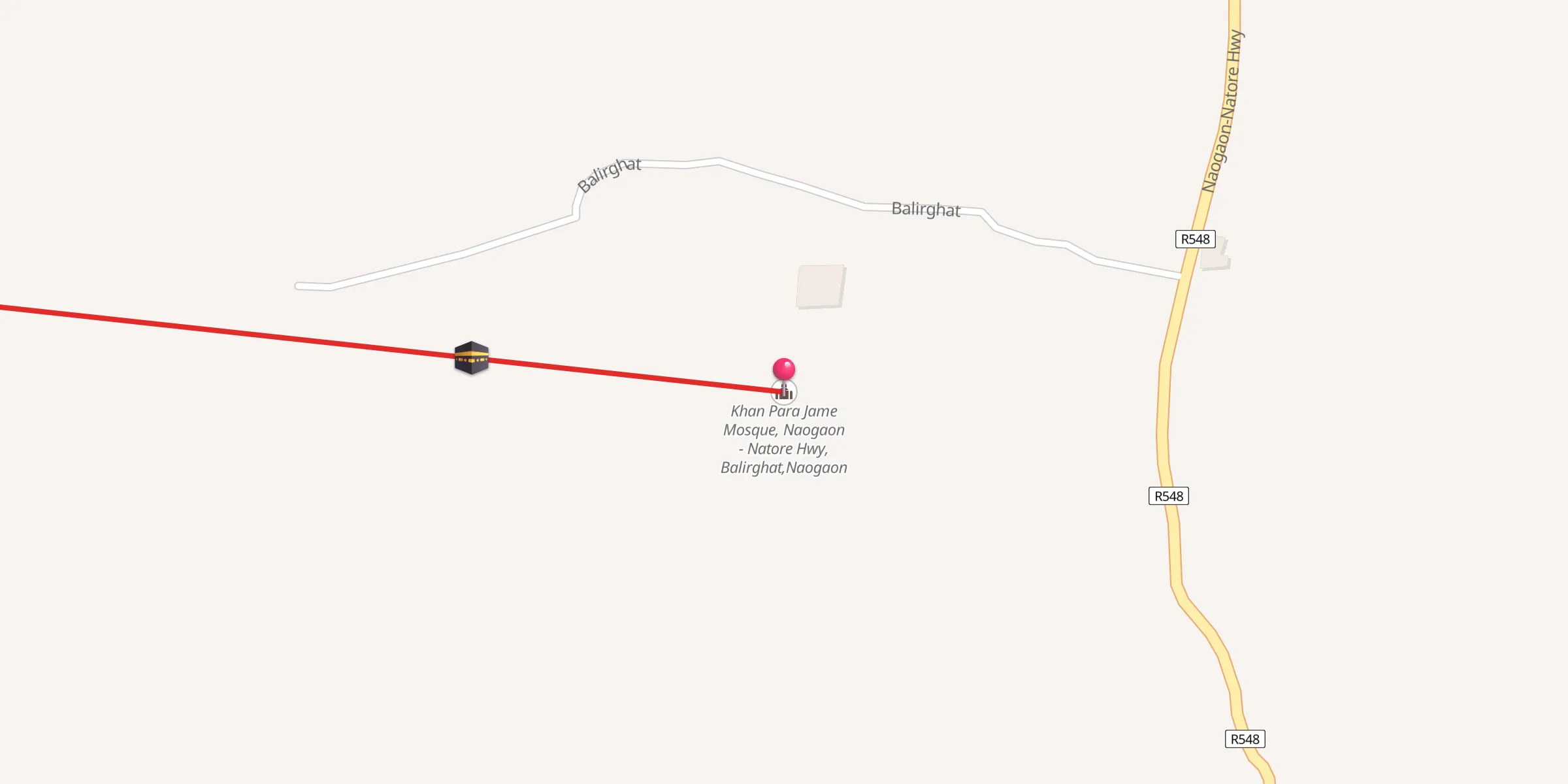 Carte de localisation : Khan Para Jame Mosque, Naogaon - Natore Hwy, Balirghat,Naogaon