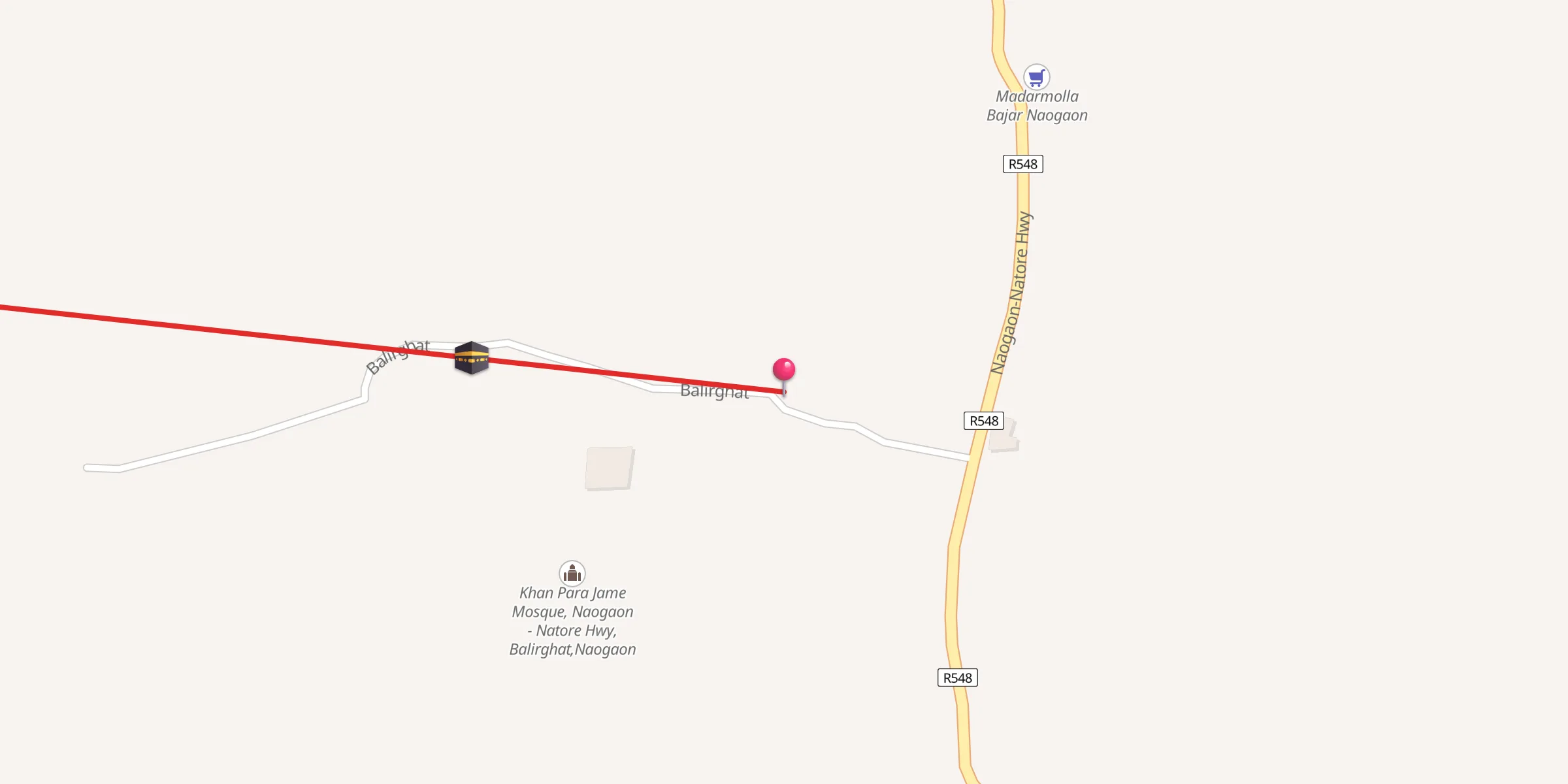 Carte de localisation : Baitul Rahman Jame Masque , Kazi Para, Naogaon - Natore Hwy, Balirghat, Naogaon