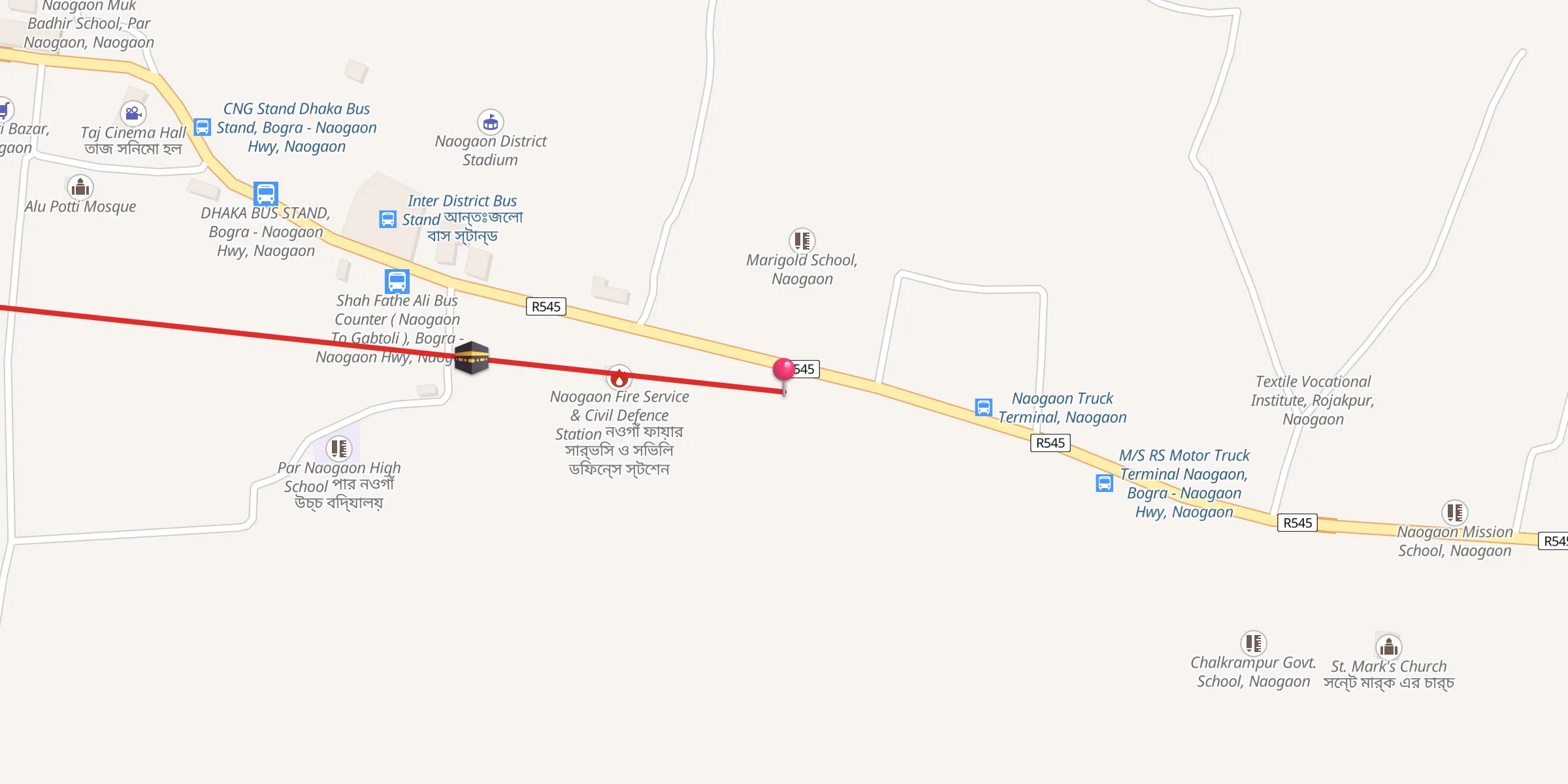 Carte de localisation : Al-Aksa Jame Mosjid, BTCL Campus, Naogaon