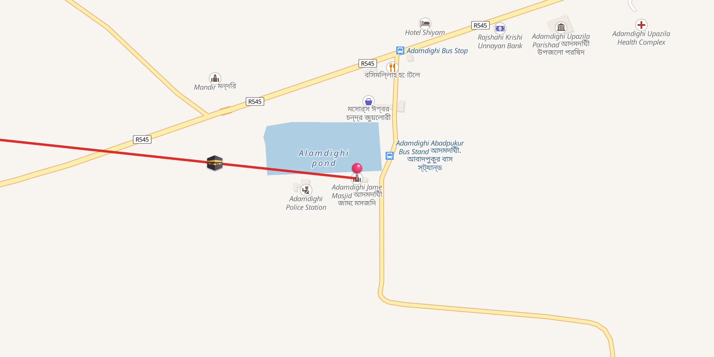 Carte de localisation : Adamdighi Jame Masjid আদমদিঘী জামে মসজিদ