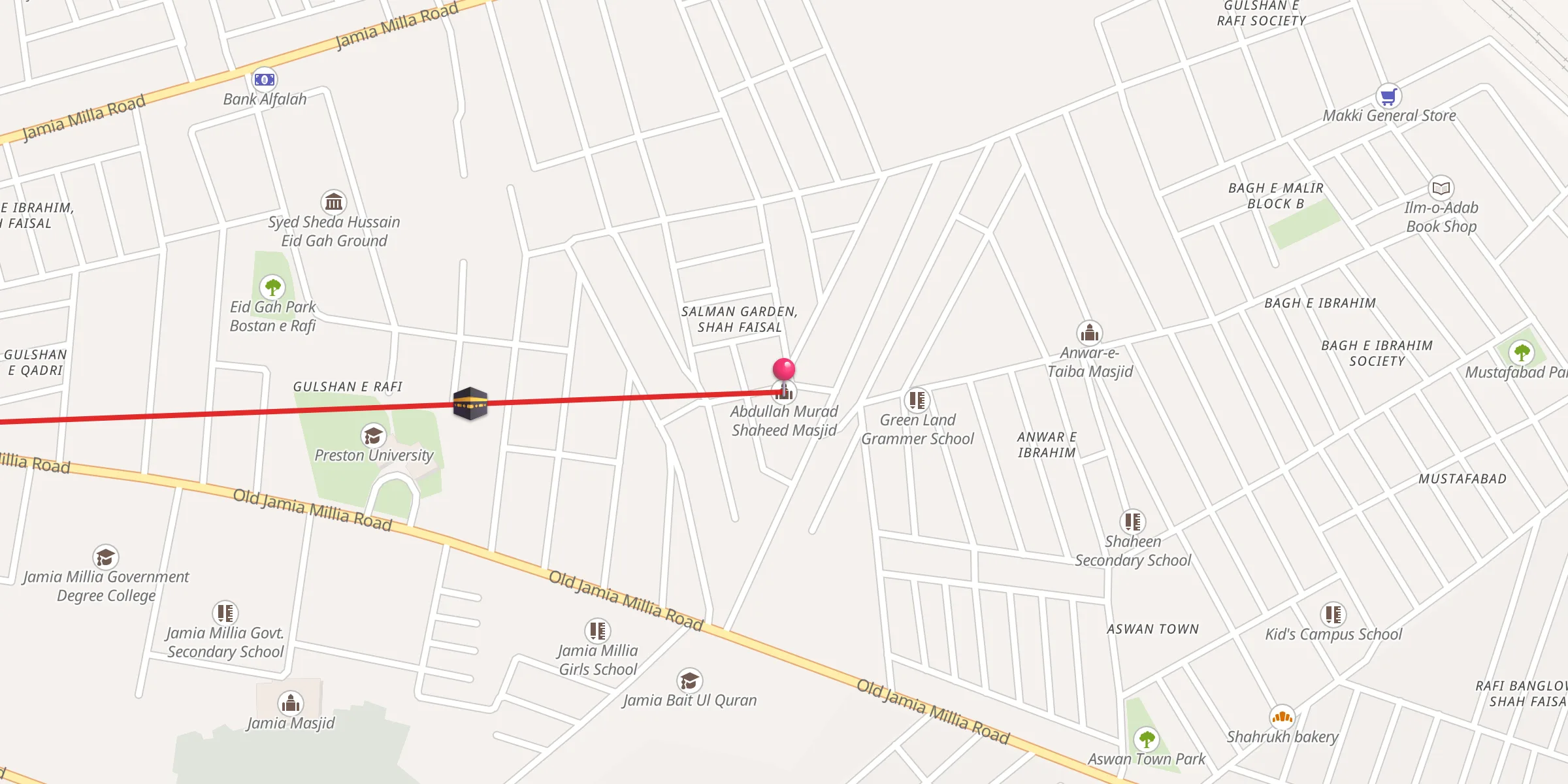 Carte de localisation : Abdullah Murad Shaheed Masjid
