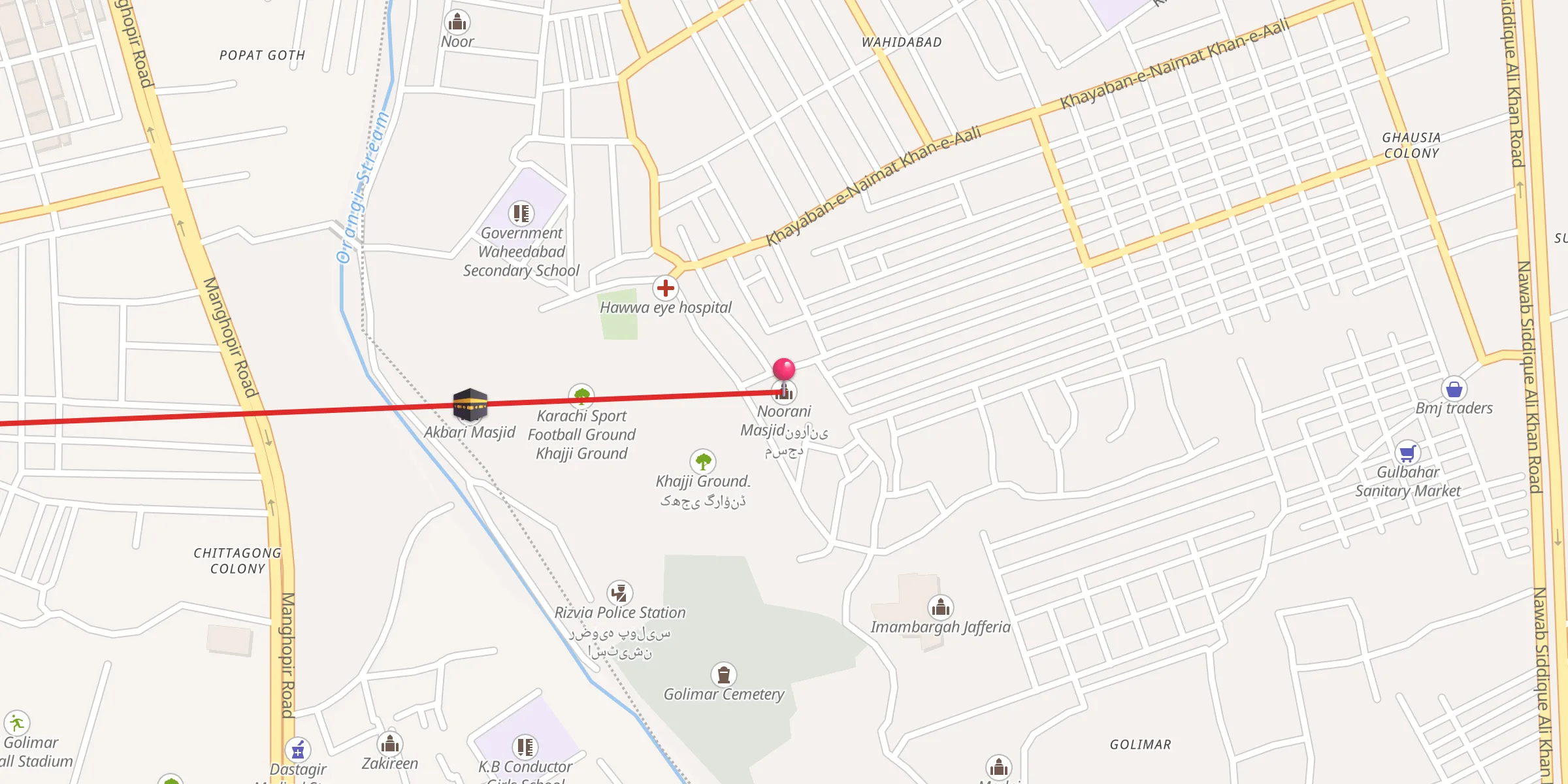 Carte de localisation : Noorani Masjidنورانی مسجد