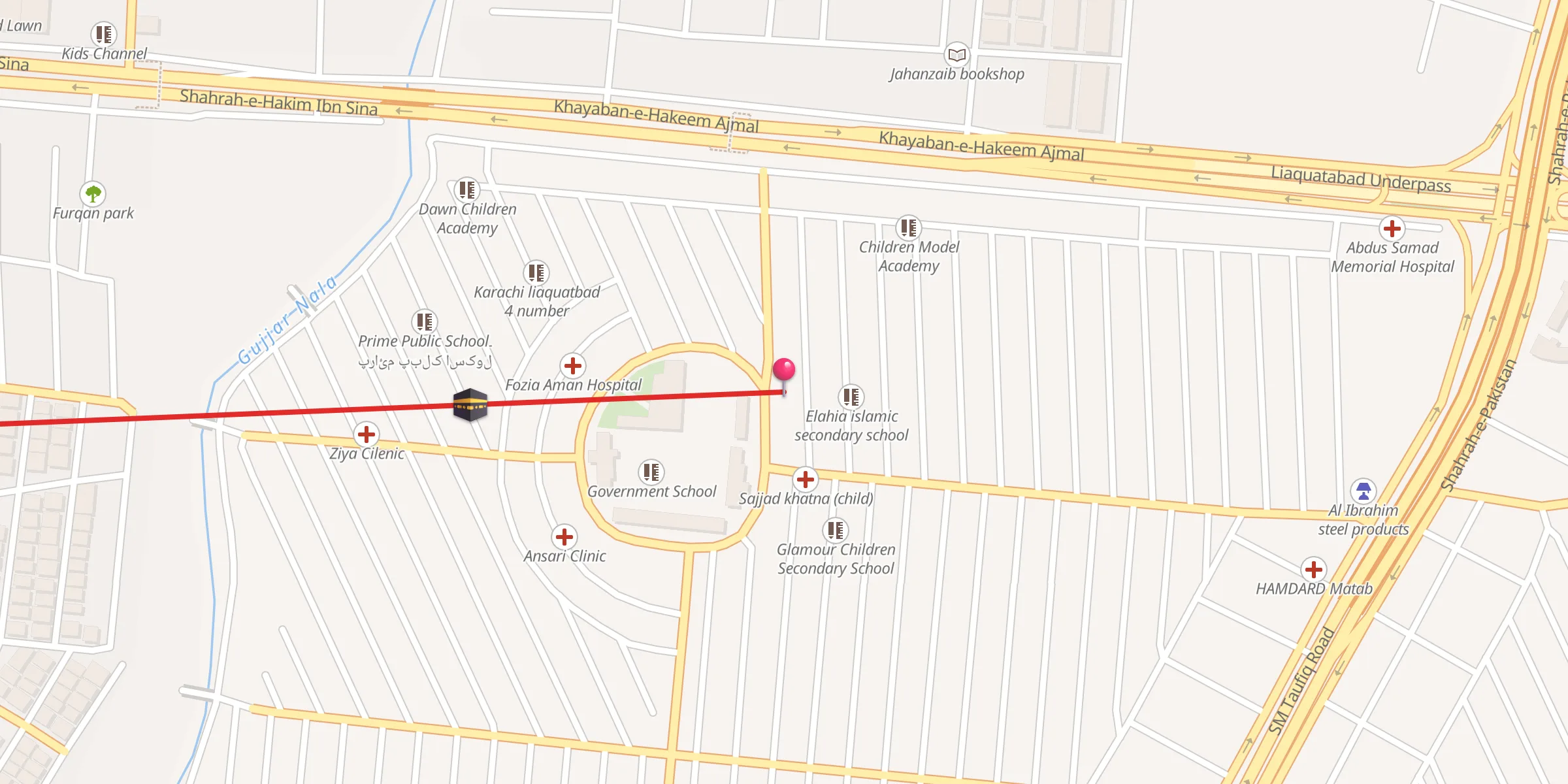 Carte de localisation : جامعتہ المدینہ جامعہ مسجد فرقانیہ