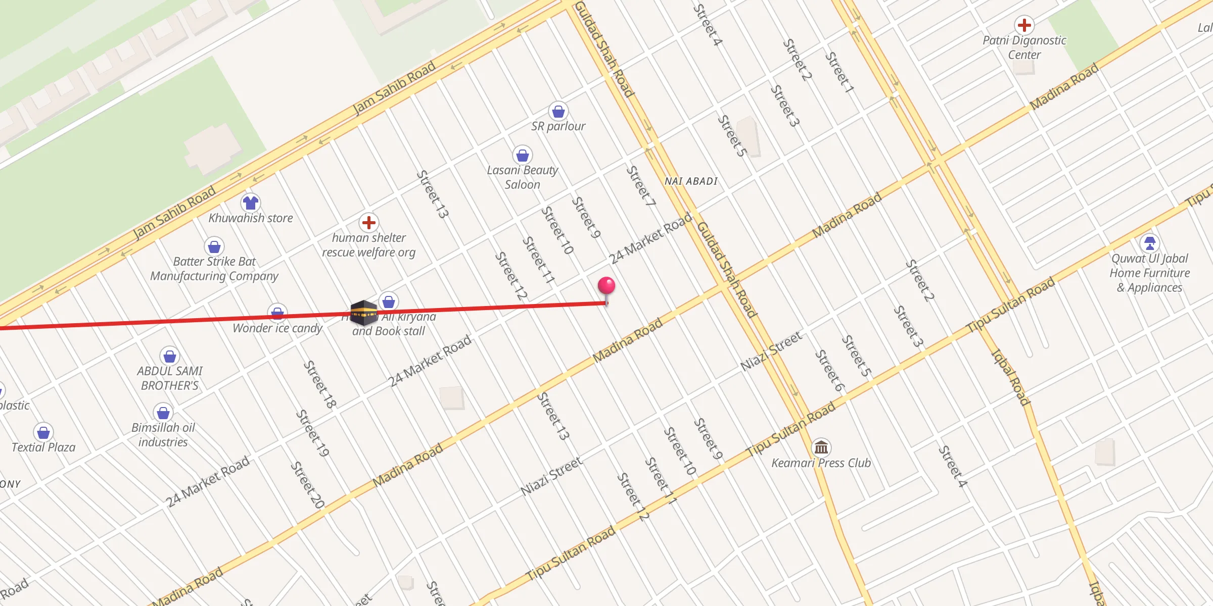 Carte de localisation : Muhammadi Masjid Ahle Hadees 24 Market