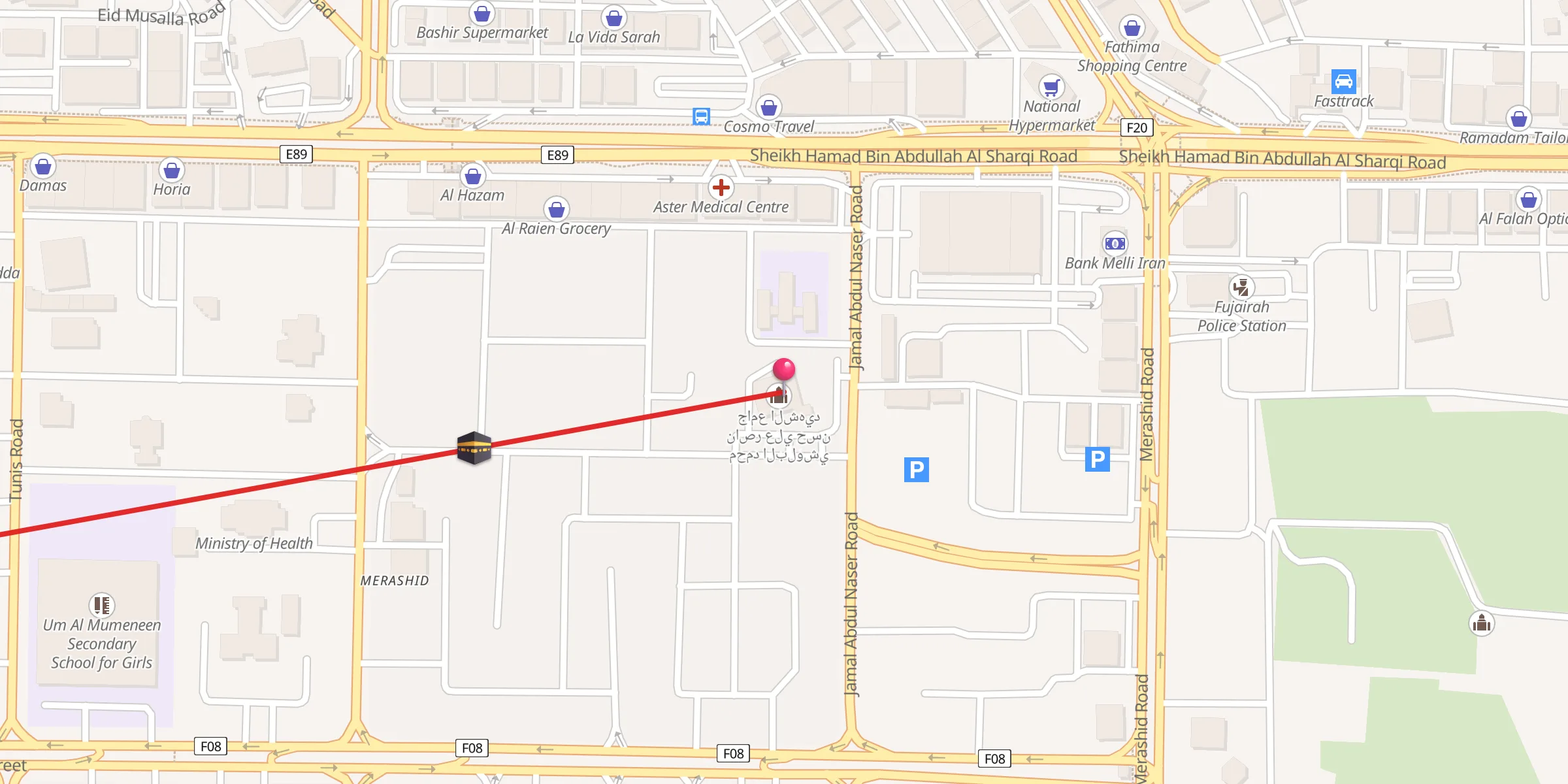 Carte de localisation : جامع الشهيد ناصر علي حسن محمد البلوشي