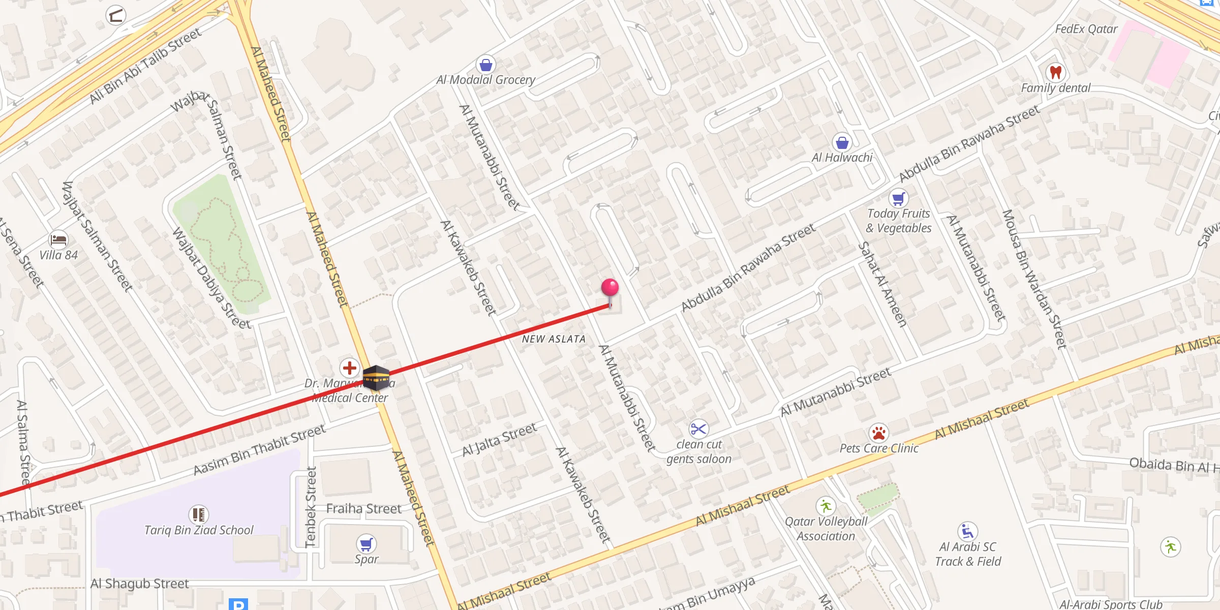 Carte de localisation : Aisha Bint Ahmed Mosque (504)