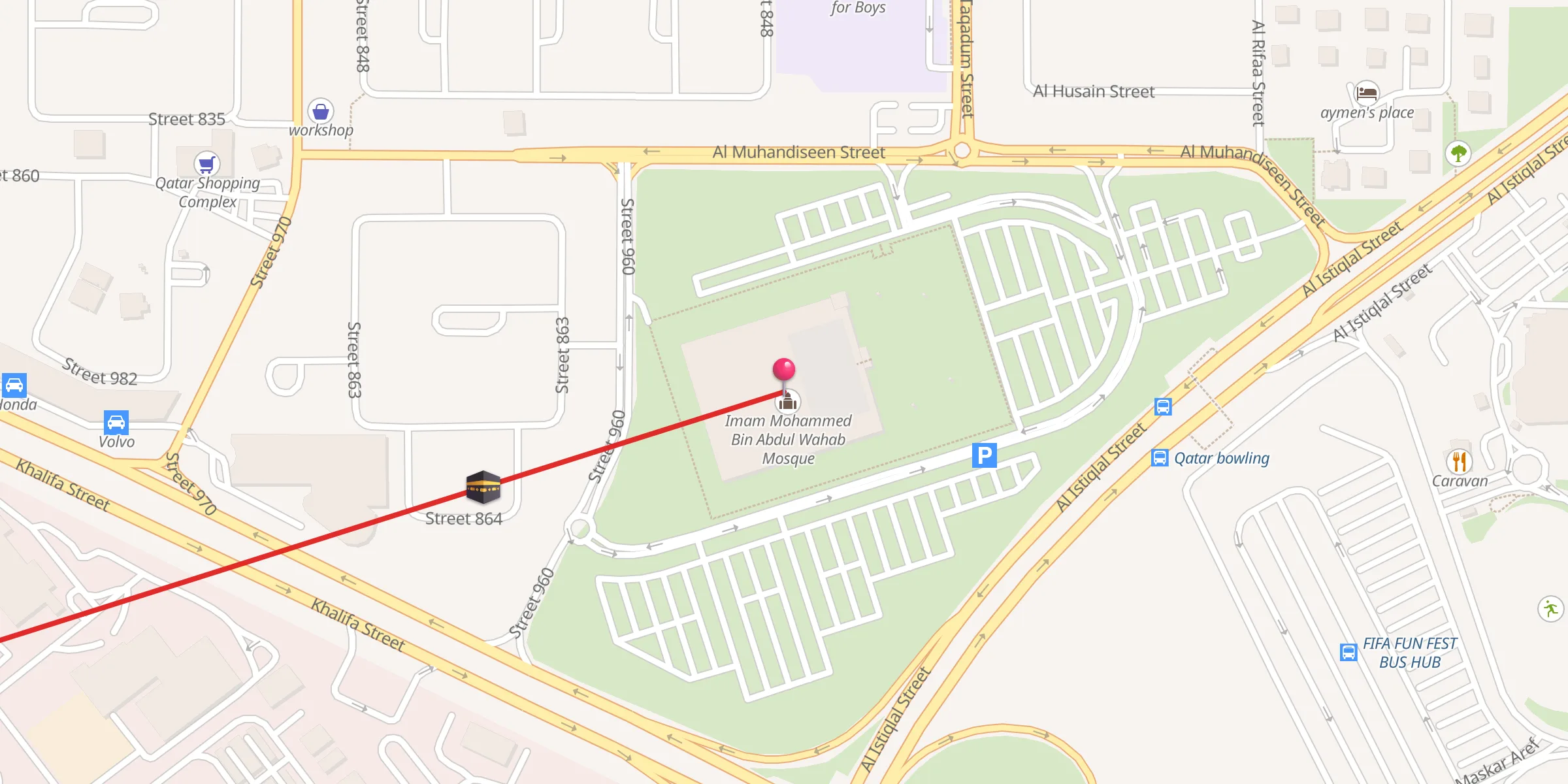 Carte de localisation : Imam Mohammed Bin Abdul Wahab Mosque