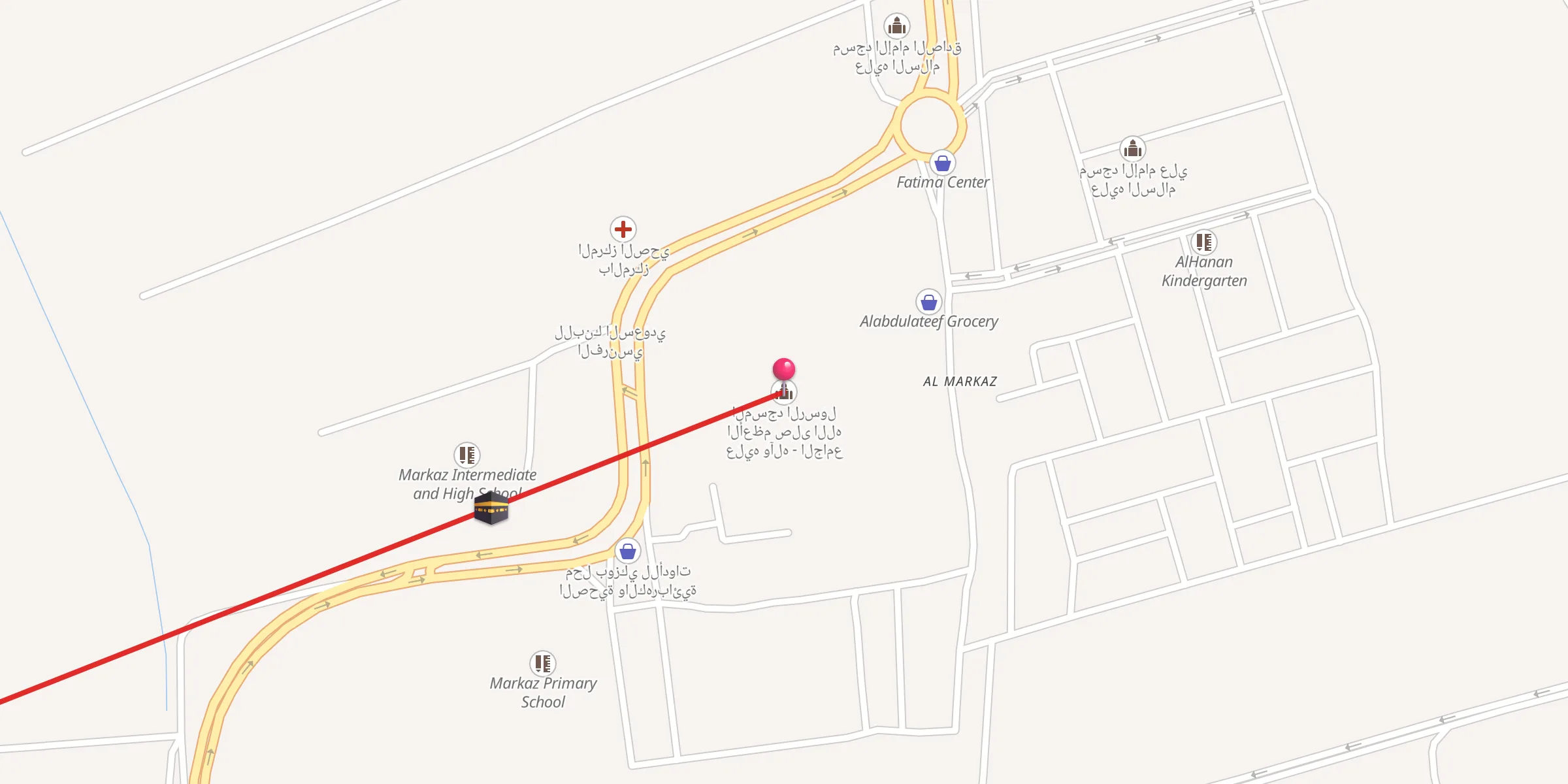 Carte de localisation : المسجد الرسول الأعظم صلى الله عليه وآله - الجامع