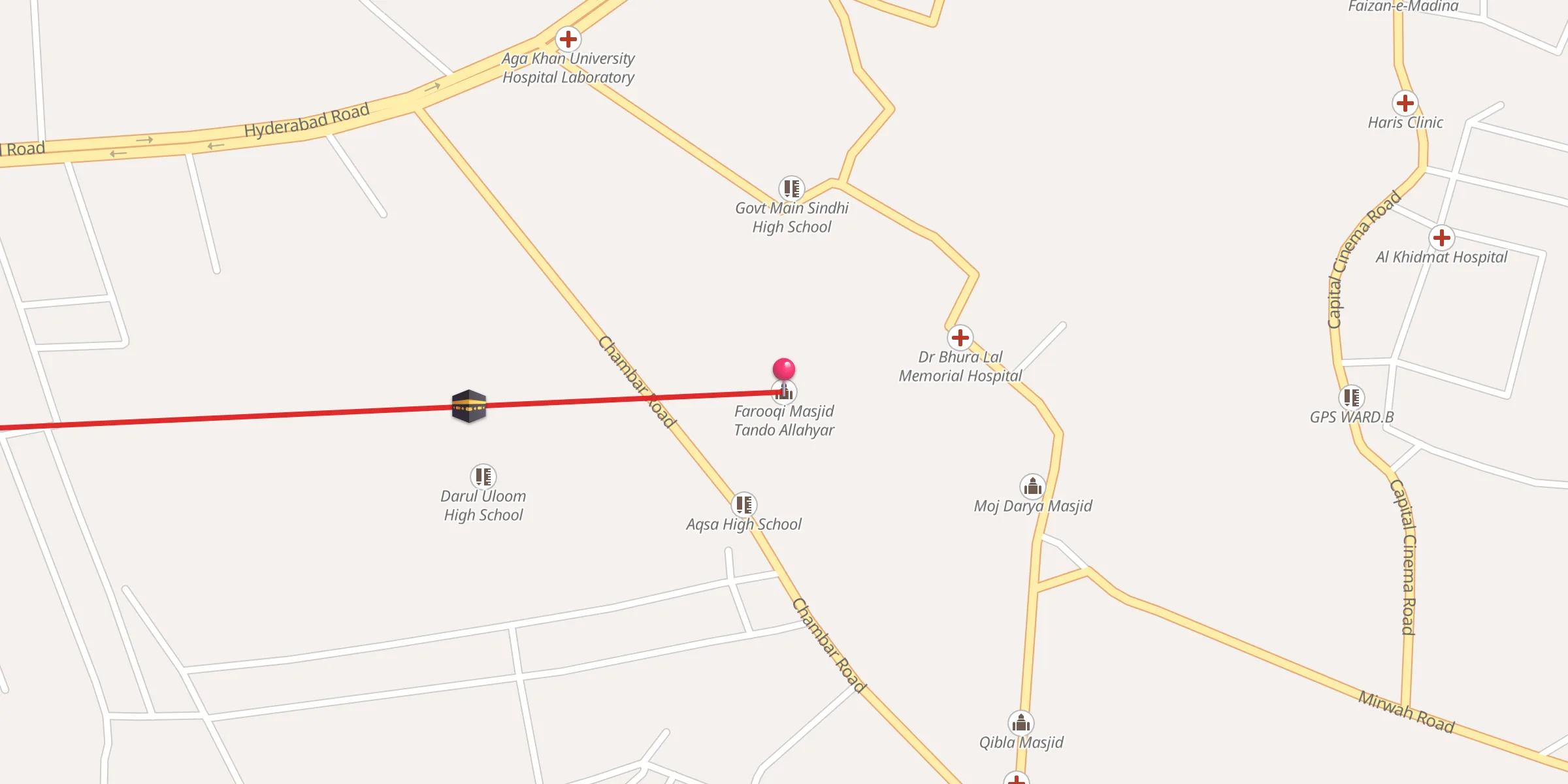 Carte de localisation : Farooqi Masjid Tando Allahyar