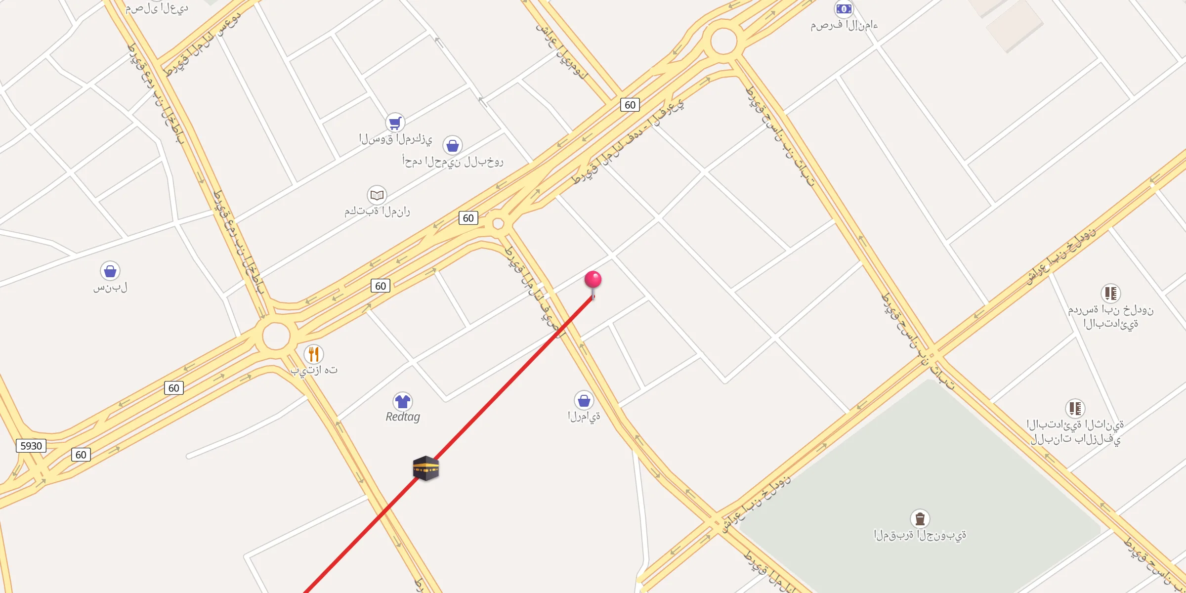 Carte de localisation : جامع بلال بن أبي رباح)الأوسط(