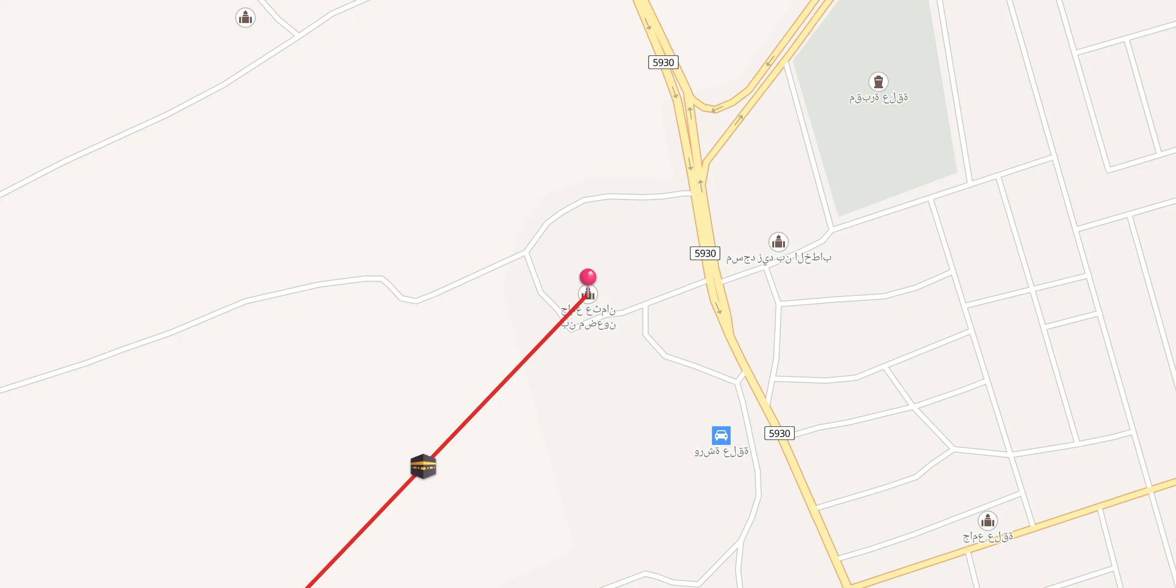 Carte de localisation : جامع عثمان بن مضعون
