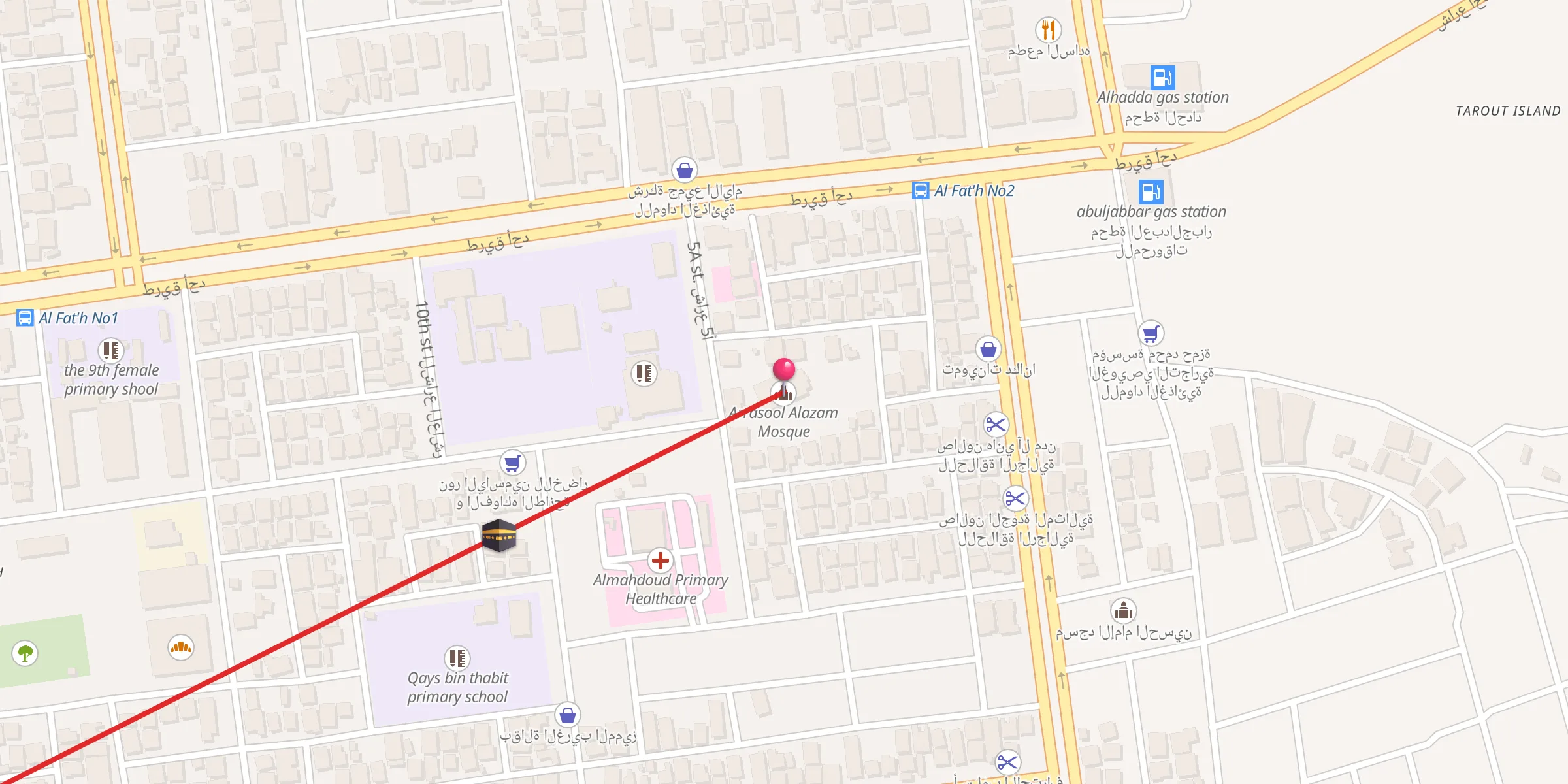 Carte de localisation : مسجد الرسول الأعظم