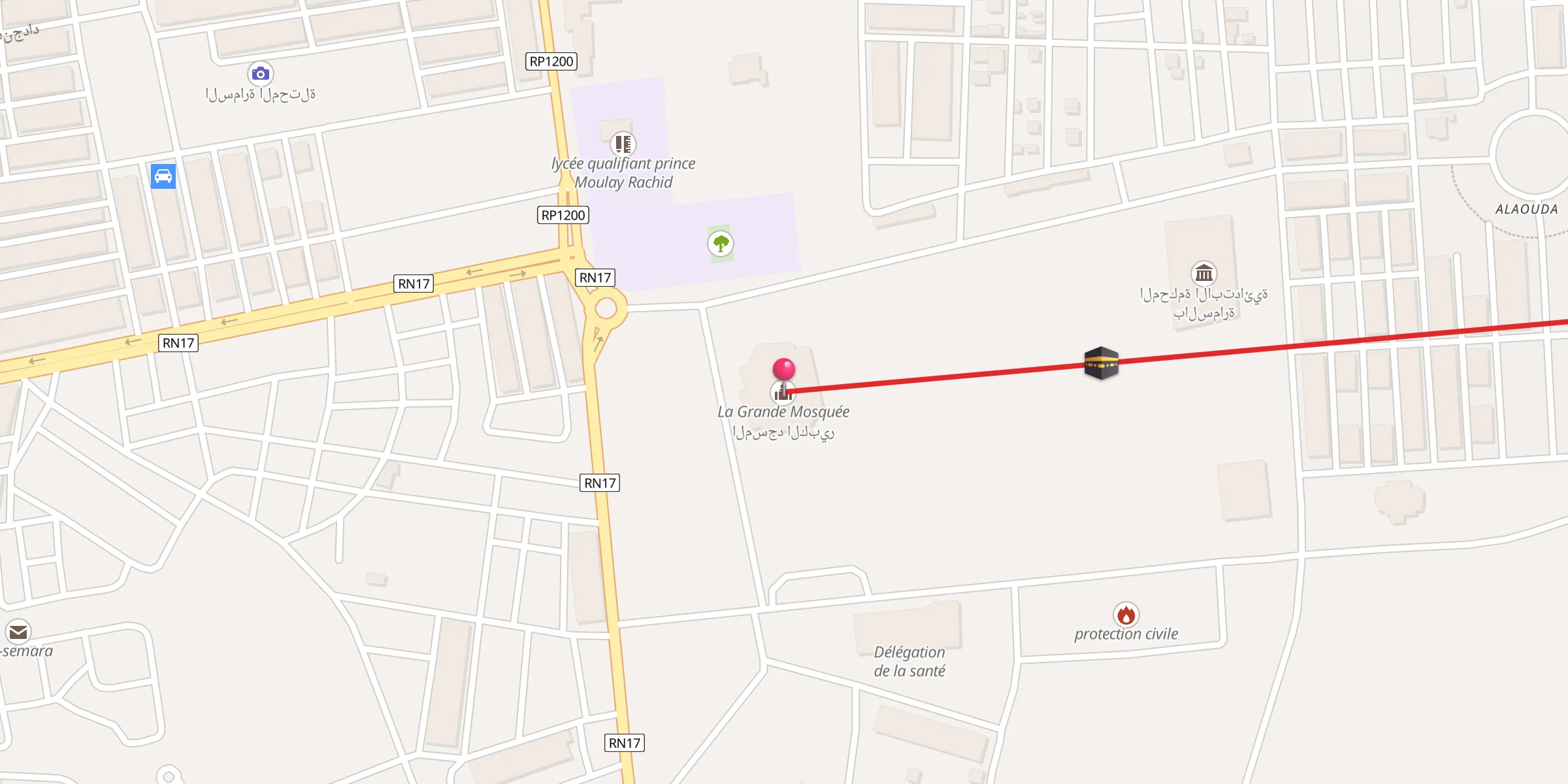 Carte de localisation : La Grande Mosquée المسجد الكبير