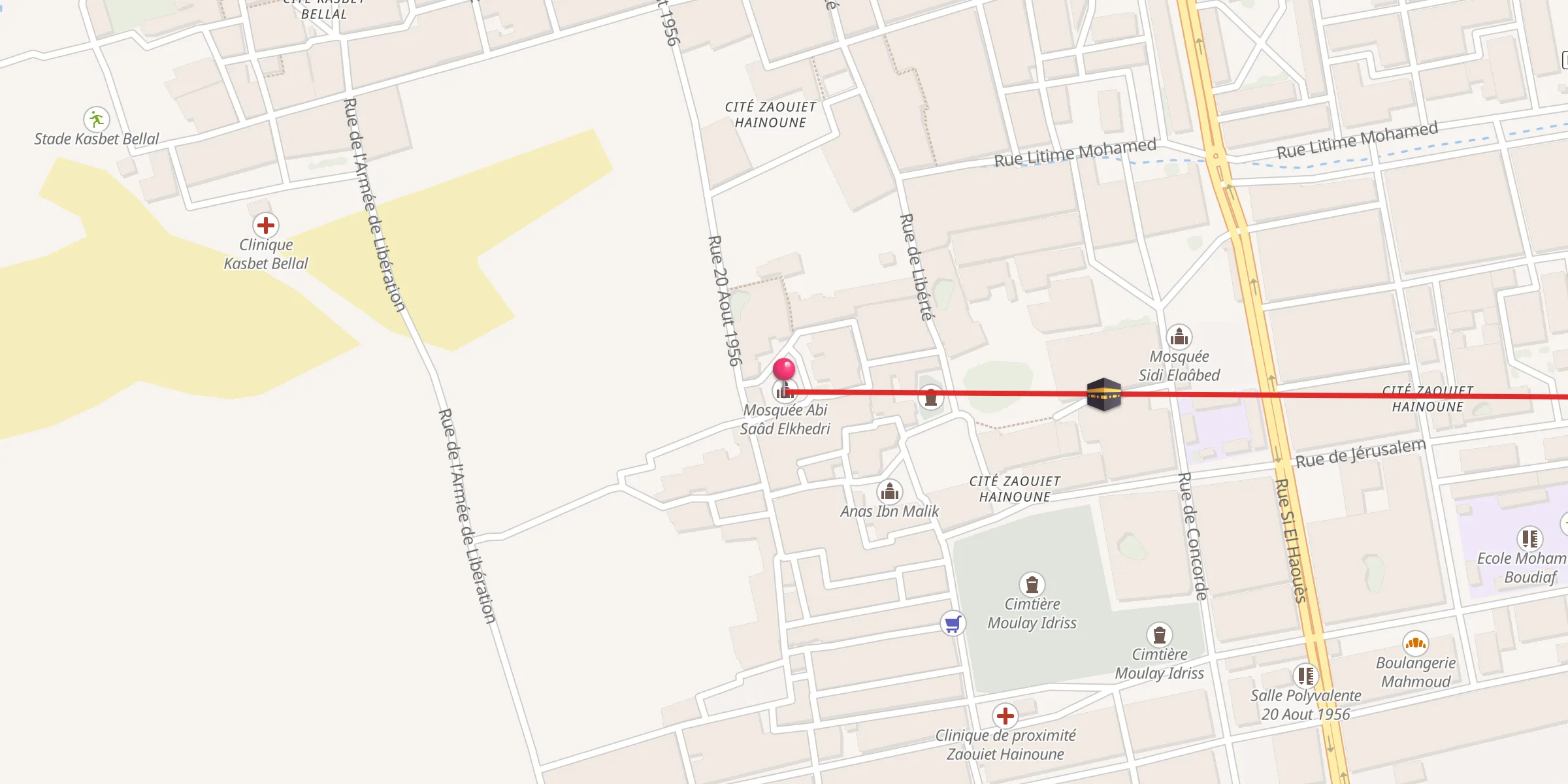 Carte de localisation : Mosquée Abi Saâd Elkhedri مسجد ابي سعد الخدري