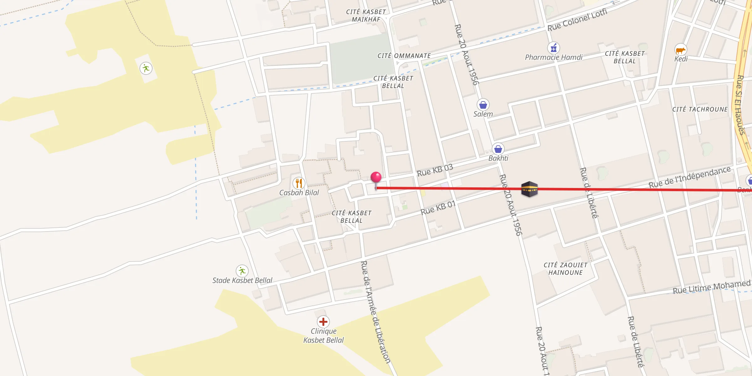 Carte de localisation : Mosquée Belal ben Rabah