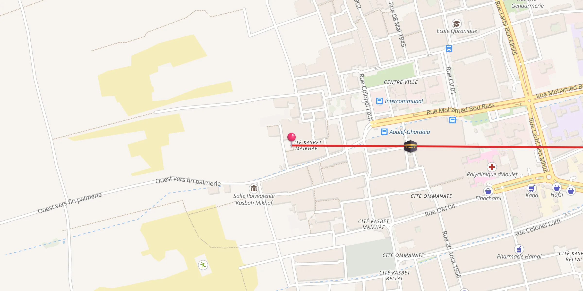Carte de localisation : Mosquée Kasbet Maikhaf مسجد قصبة ميخاف