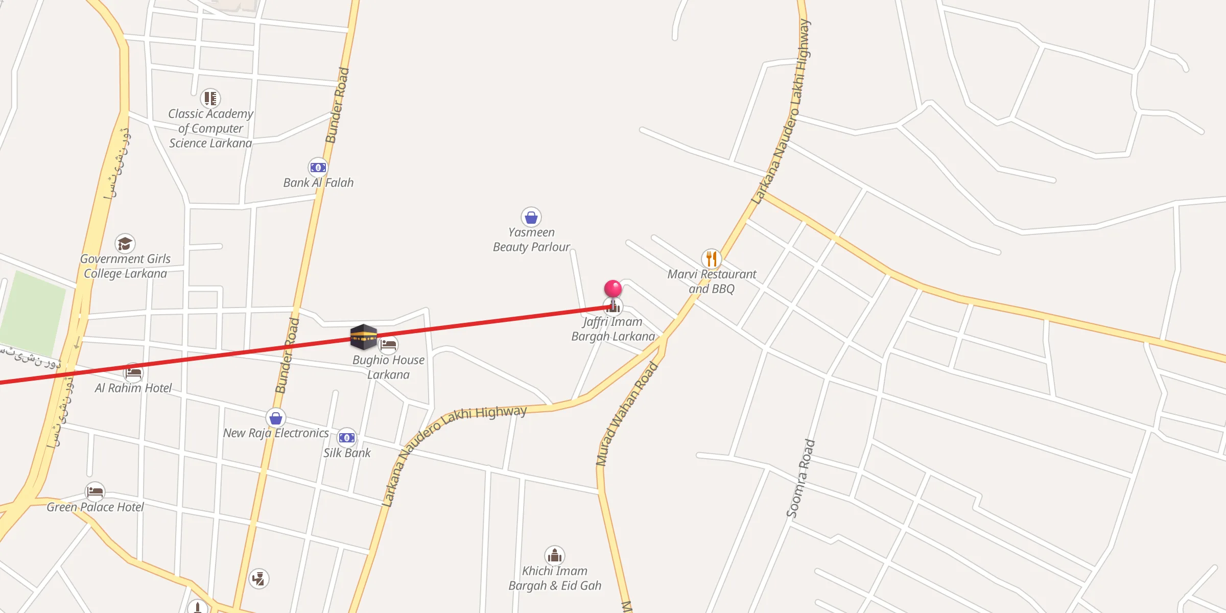 Carte de localisation : Jaffri Imam Bargah Larkana