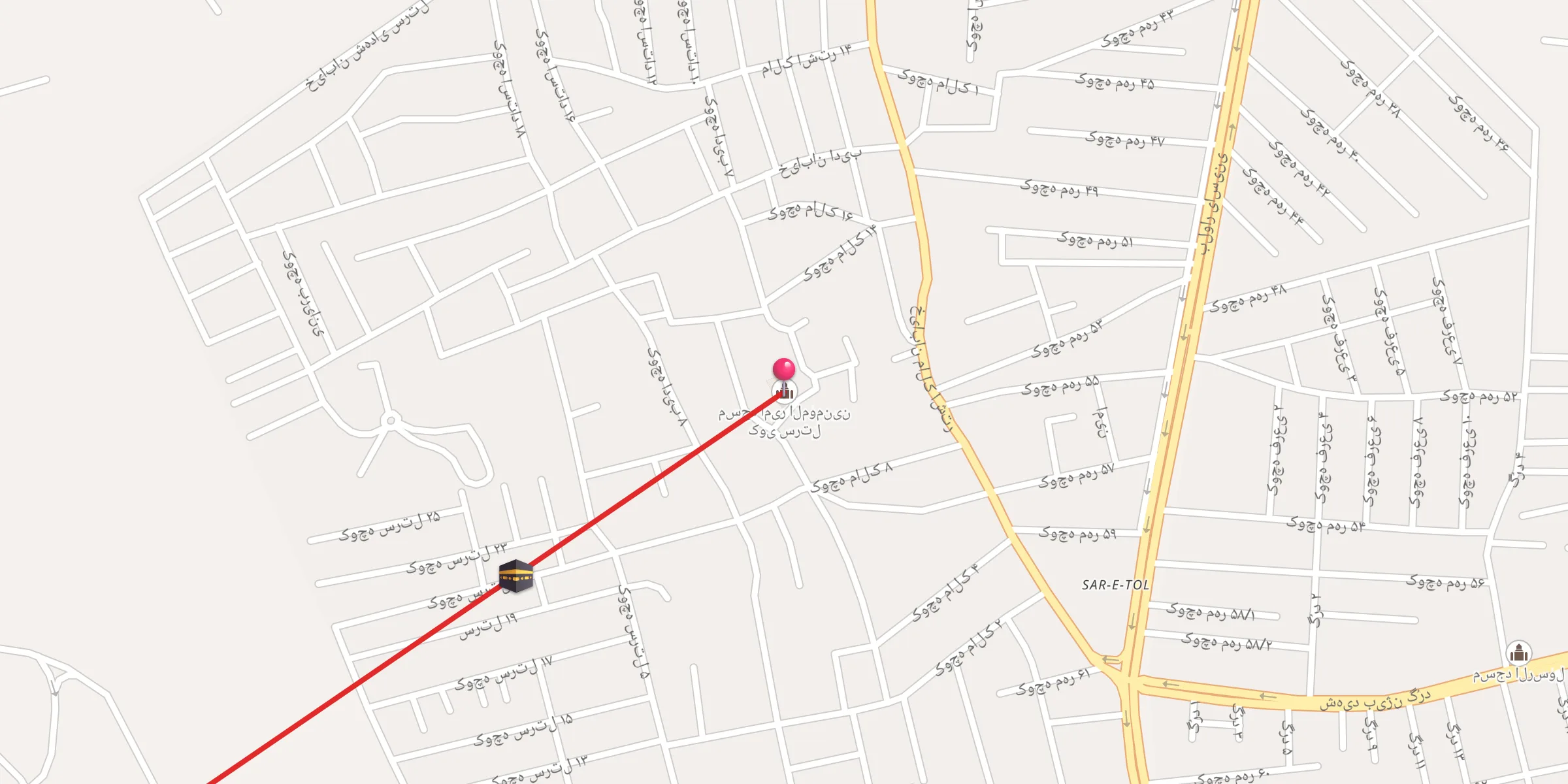 Carte de localisation : مسجد امیر المومنین کوی سرتل