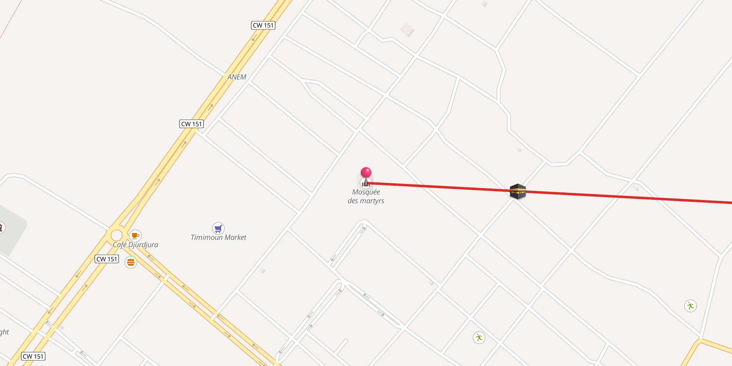 Carte de localisation : Mosquée des martyrs;مسجد الشهداء